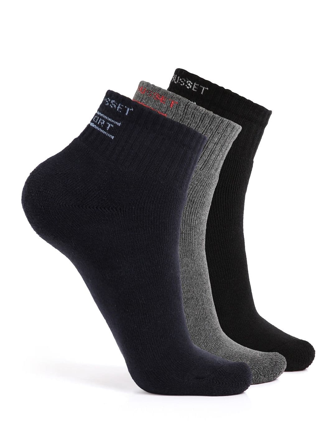CRUSSET Men Pack Of 3 Assorted Cotton Ankle-Length Socks - view 1