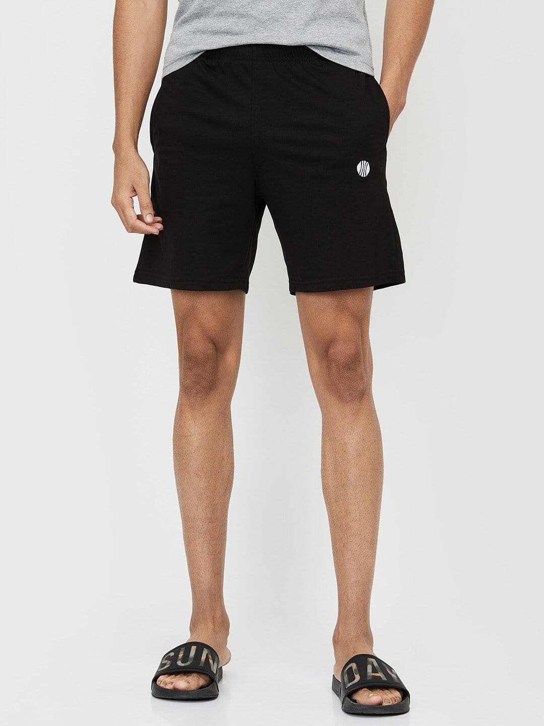 max Men Black Solid Lounge Shorts - view 1