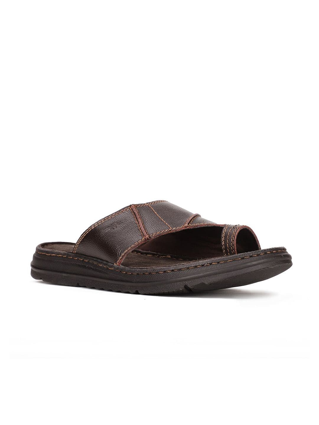 Bata Men Brown Leather Comfort Sandals - view 1