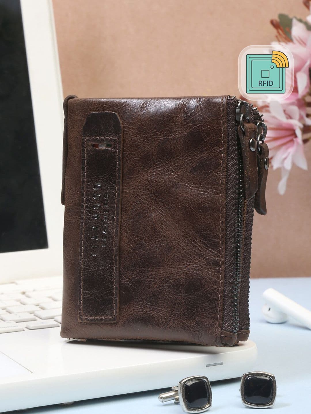 Teakwood Leathers Unisex Brown Leather RFID Protected Two Fold Wallet - view 1