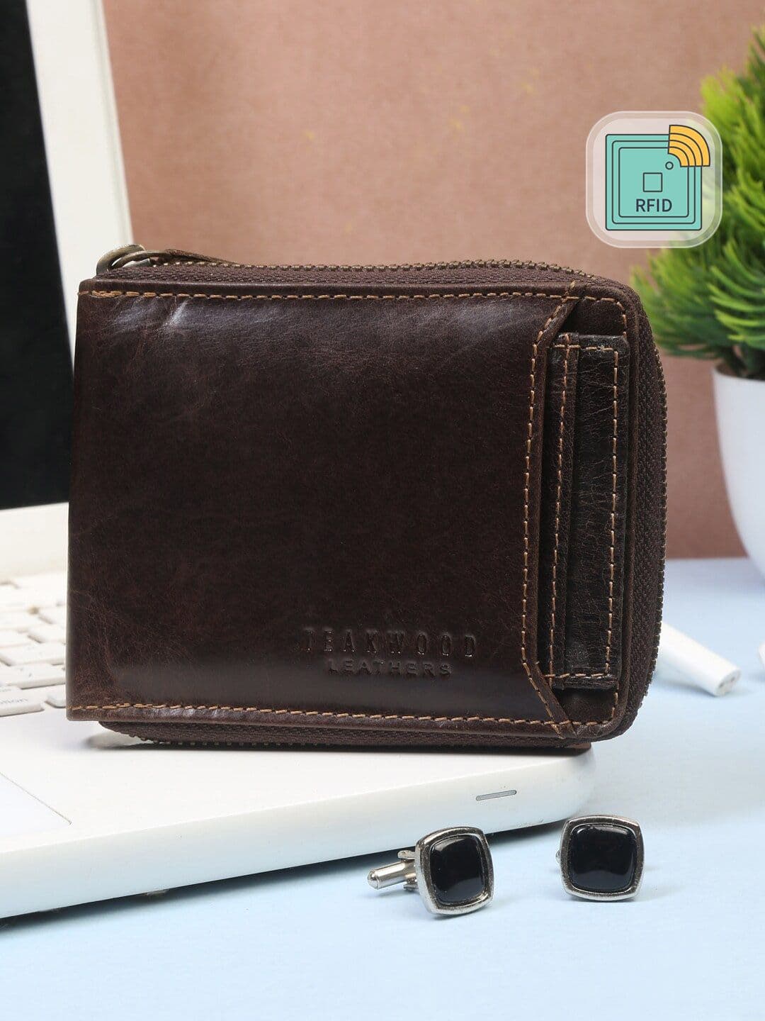 Teakwood Leathers Men Solid Brown Wallets with RFID Features - view 1
