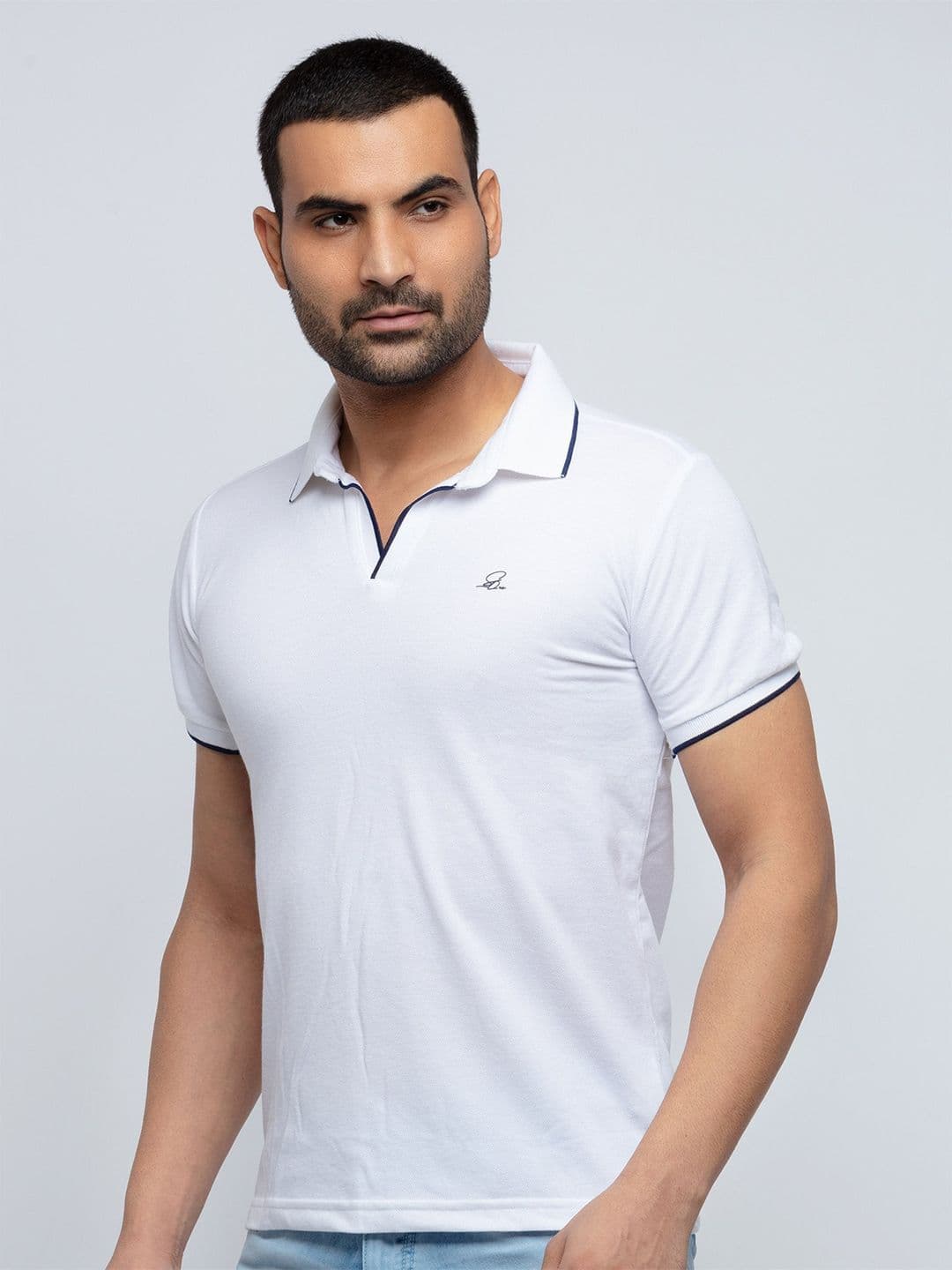 Status Quo Men White Polo Collar T-shirt - view 1
