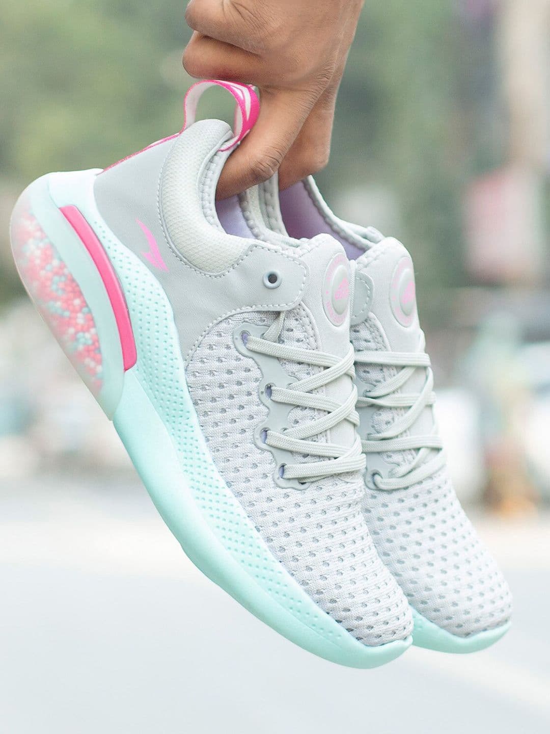 ASIAN Women Grey Mesh Running Non-Marking Shoes - view 1