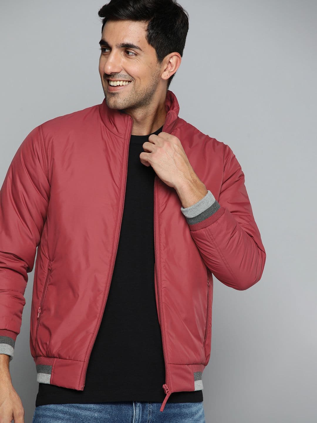 HERE&NOW Men Maroon Solid Bomber Jacket - view 1