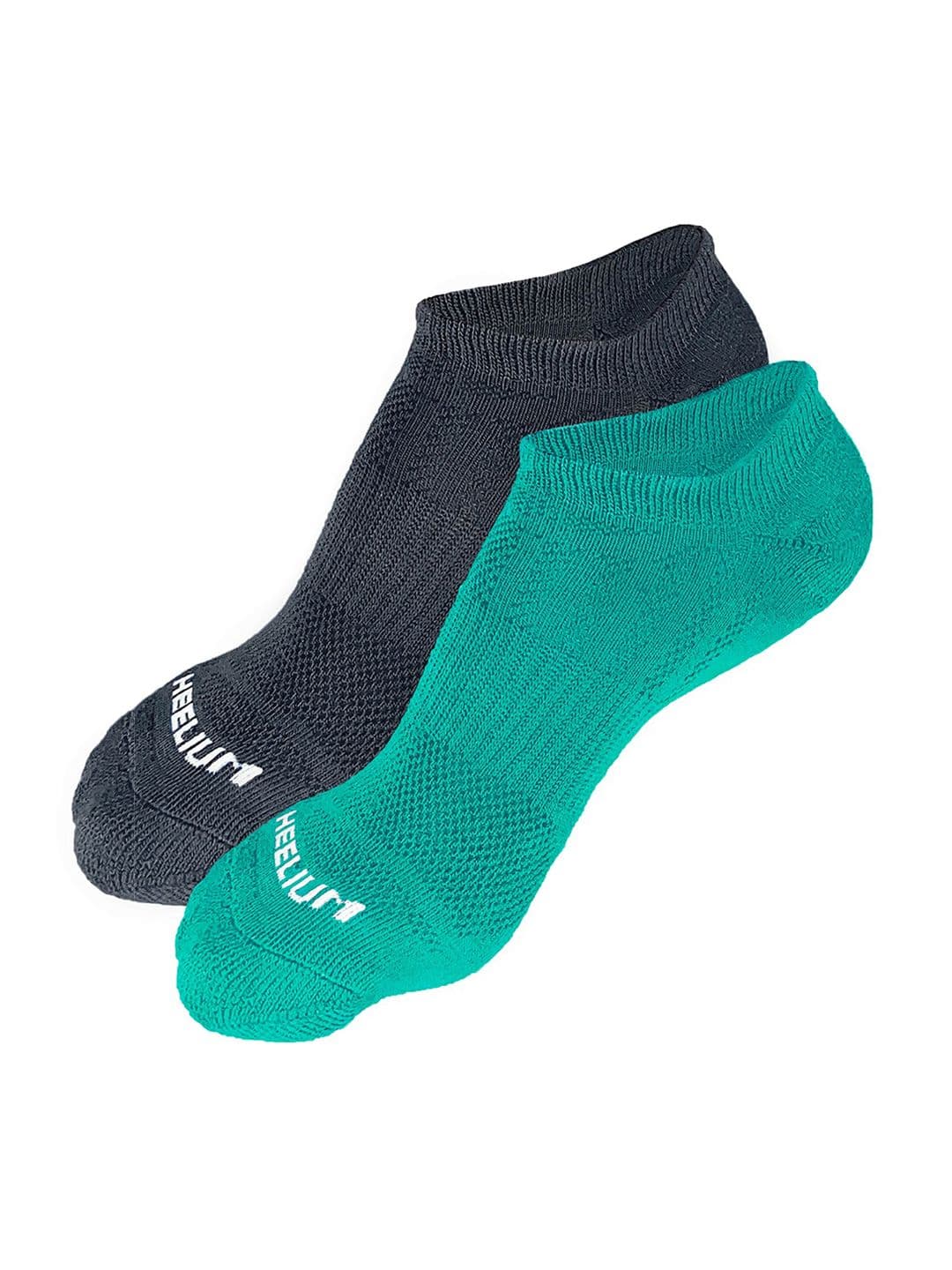 Heelium Men Teal Pack of 2 Odour-Free Padded Base Anti-bacterial Bamboo Ankle Length Socks - view 1