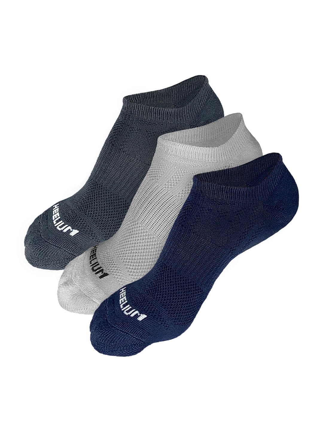 Heelium Men Navy Blue Pack of 3 Odour-Free Breathable Anti-Bacterial Bamboo Ankle Length Socks - view 1