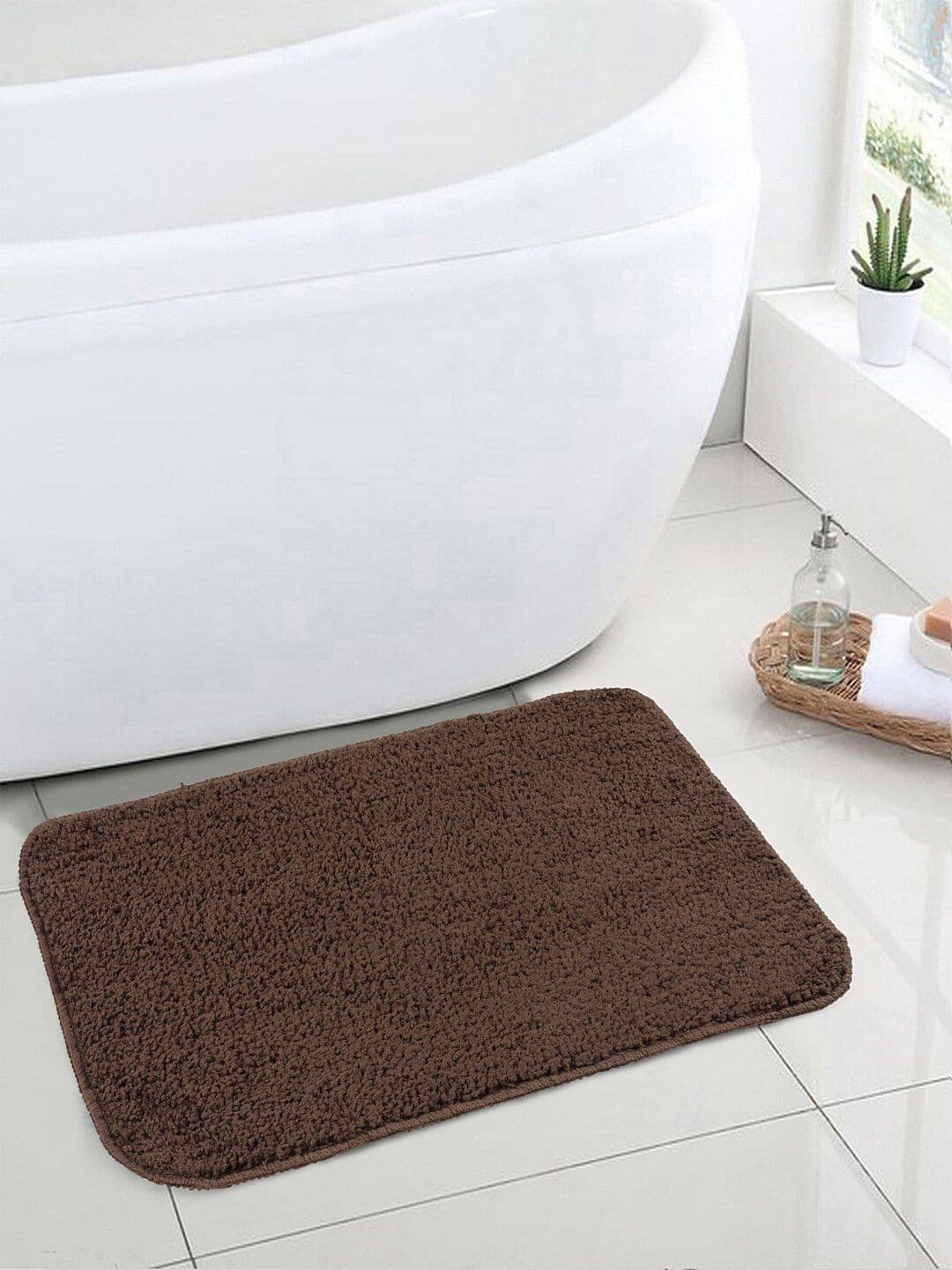 Soumya Set of 2 Brown Microfiber Solid Anti-Skid Doormat - view 1
