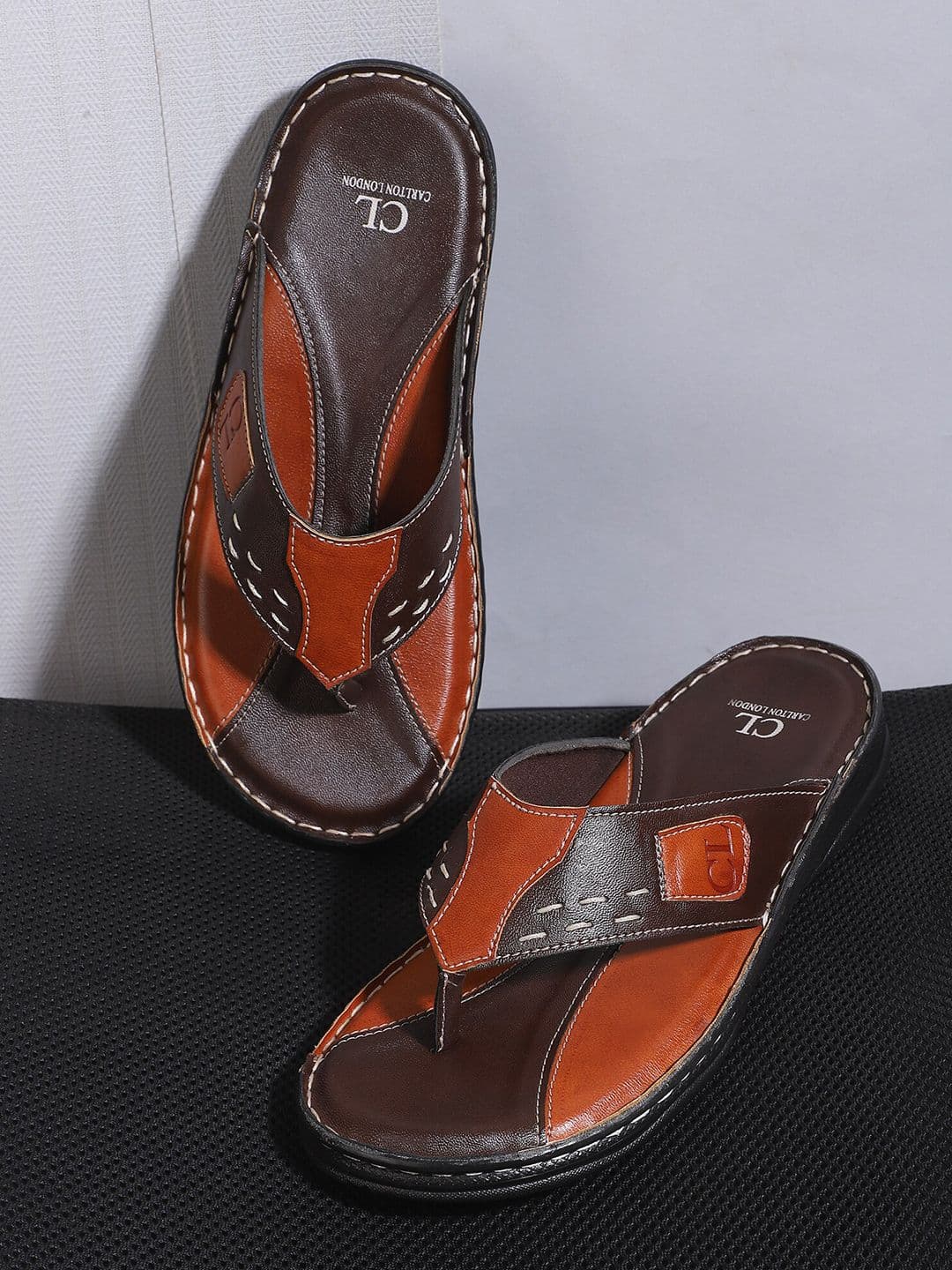 Carlton London Men Brown & Tan Comfort Sandals - view 1