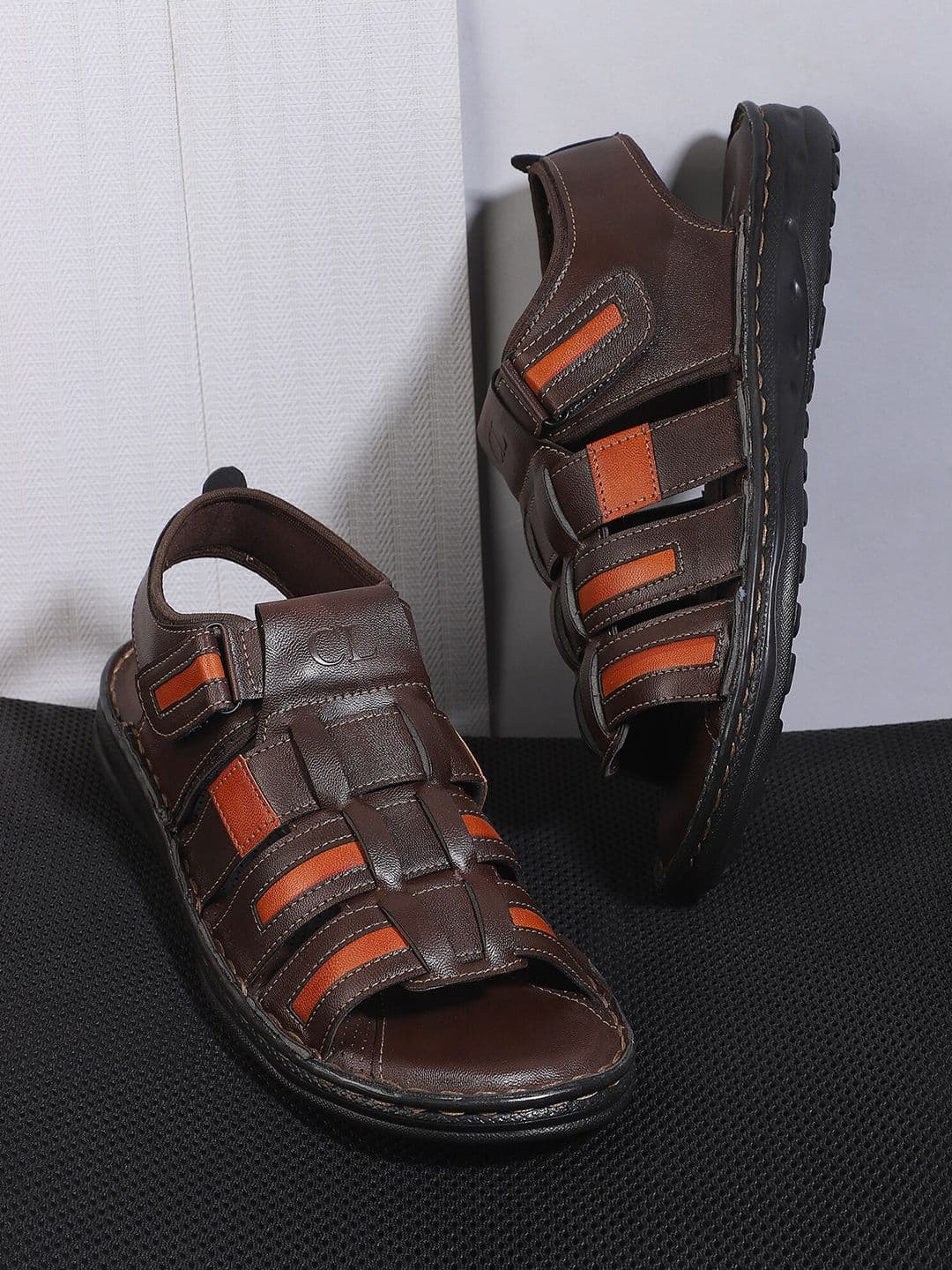 Carlton London Men Brown & Tan Brown Comfort Sandals - view 1