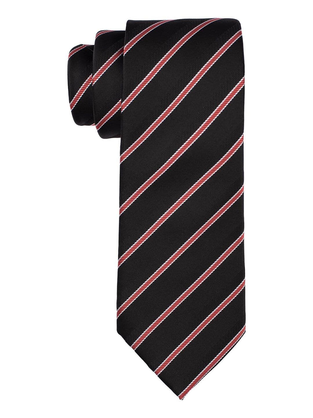 The Tie Hub Men Black & Coral Striped Broad Tie - view 1