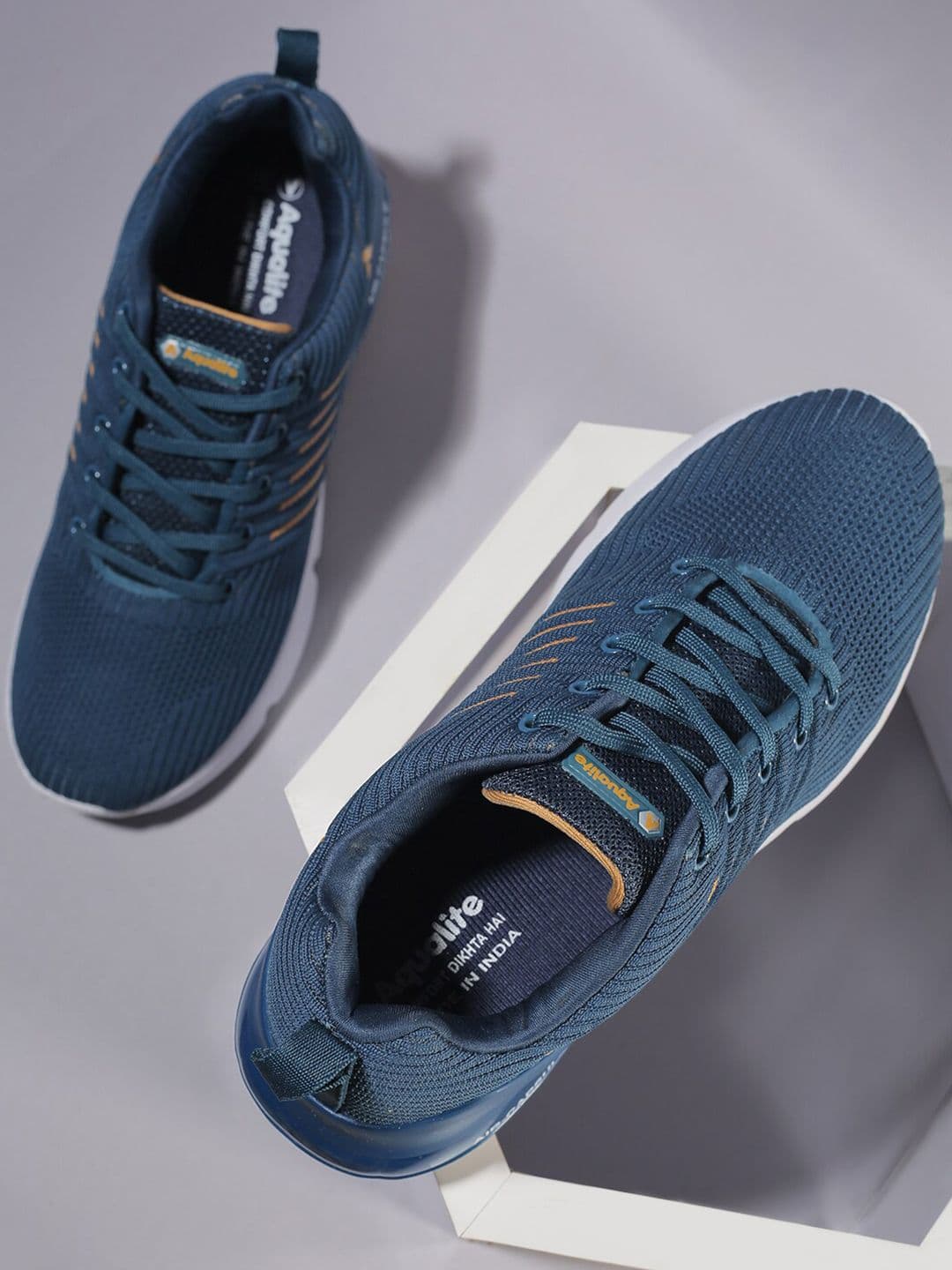 Aqualite Men Blue Mesh Walking Non-Marking Shoes - view 1