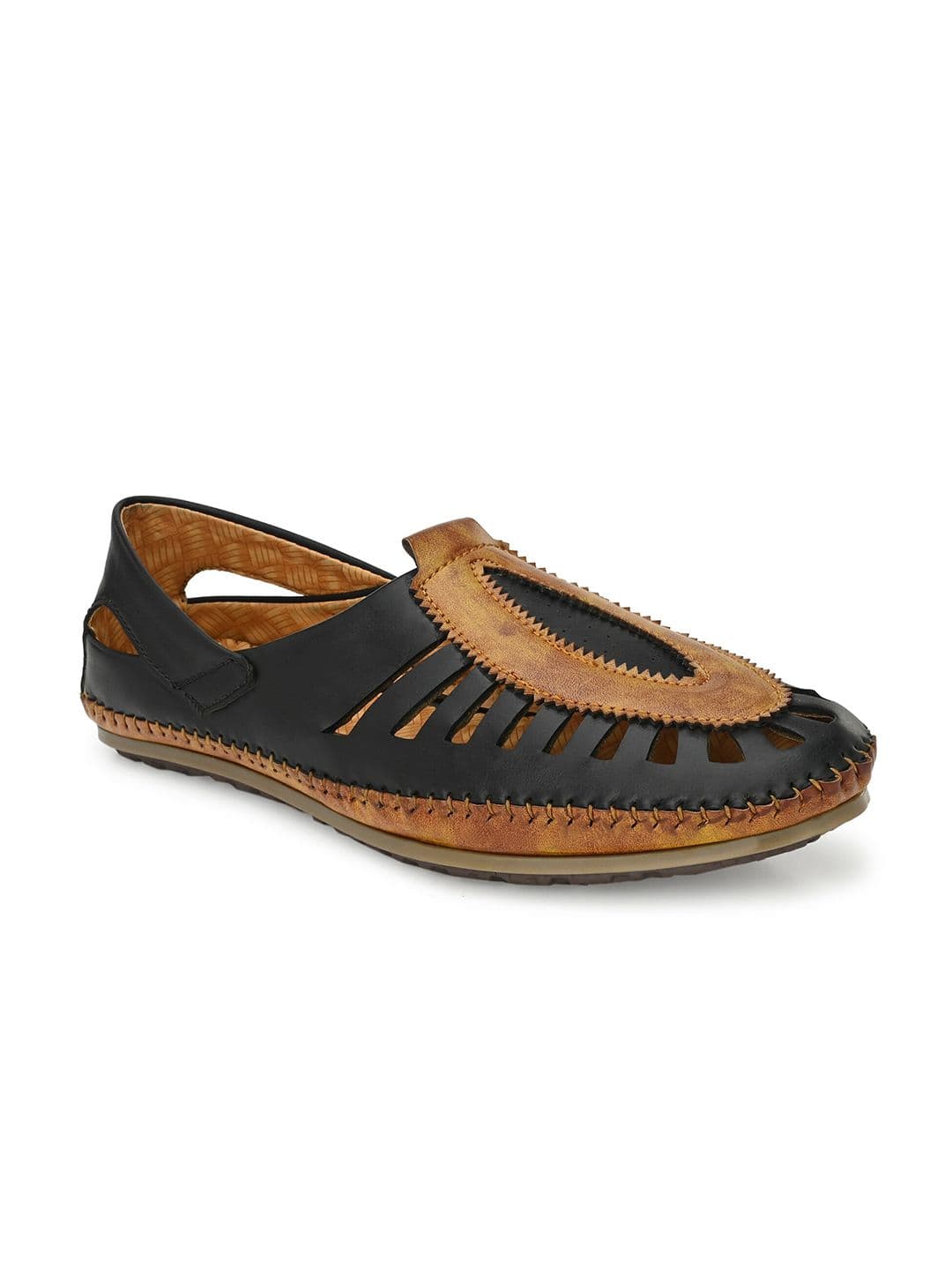 Eego Italy Men Brown & Black Shoe-Style Sandals - view 1