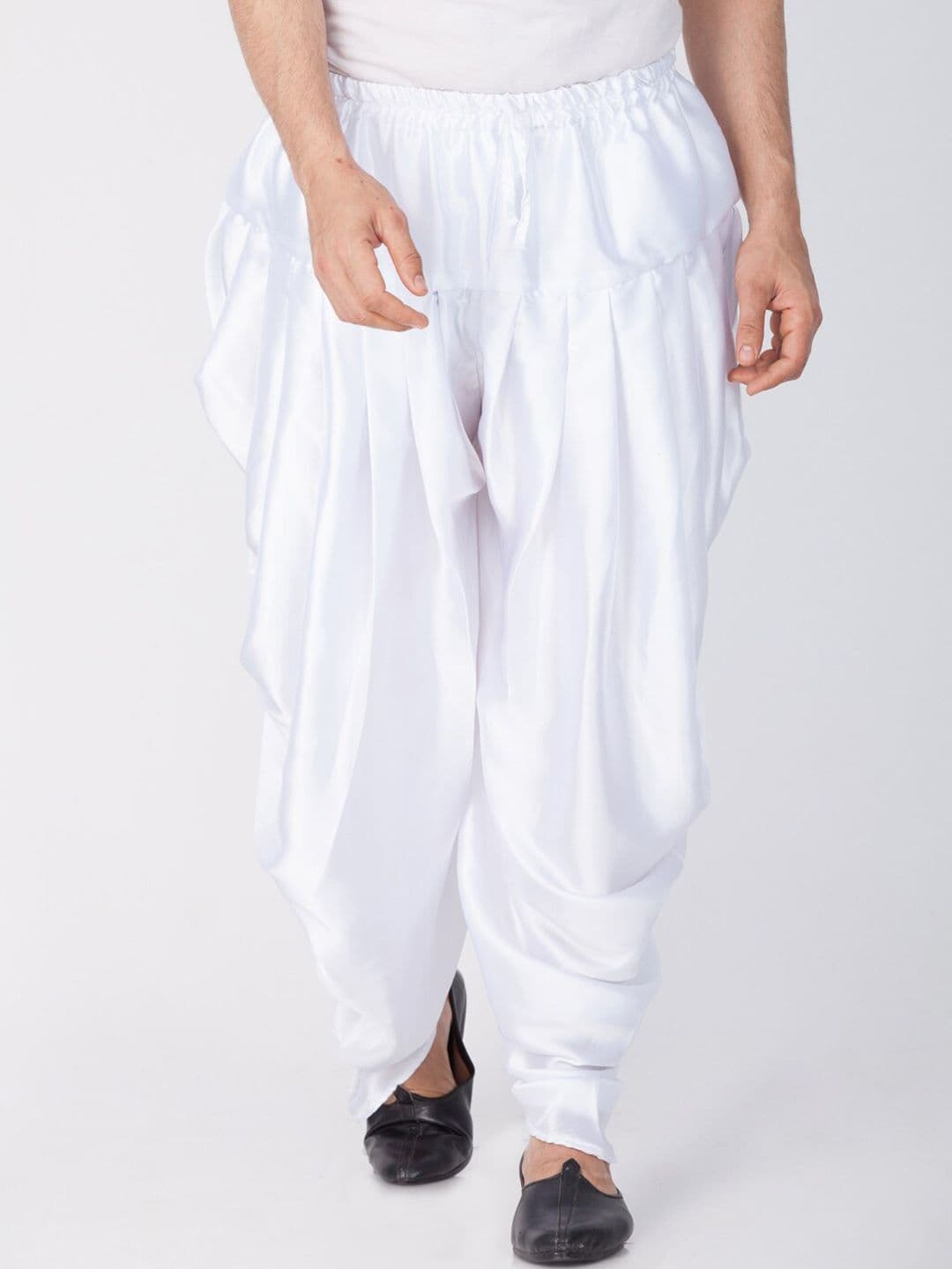 VASTRAMAY Men White Solid Cowl Dhoti Pants - view 1