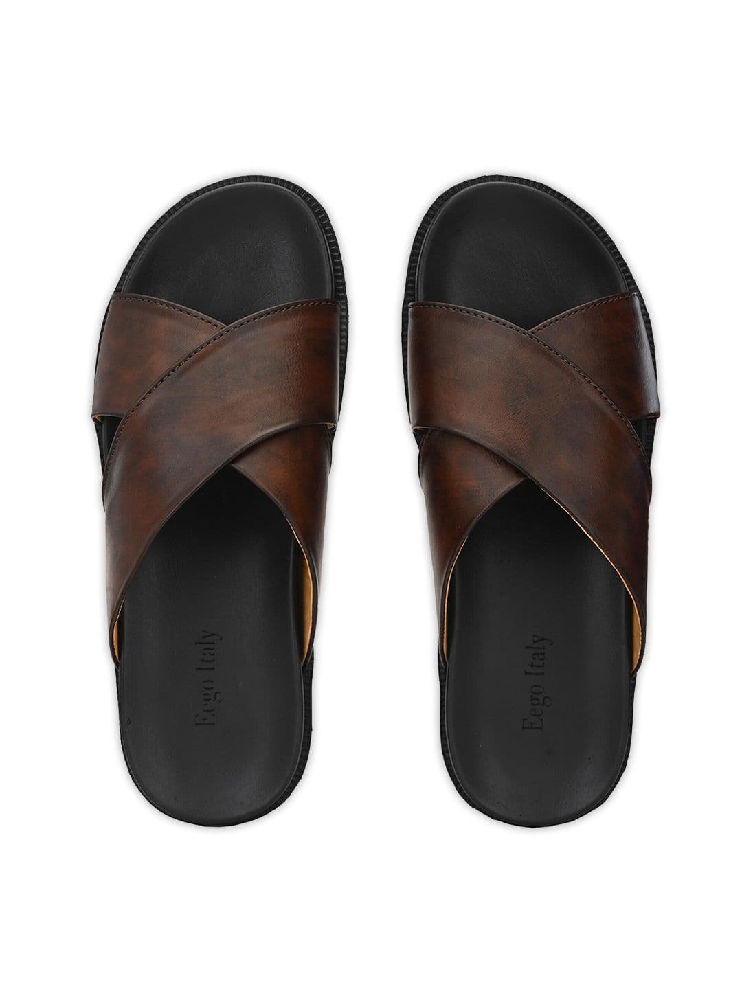 Eego Italy Men Brown & Black Comfort Sandals - view 1