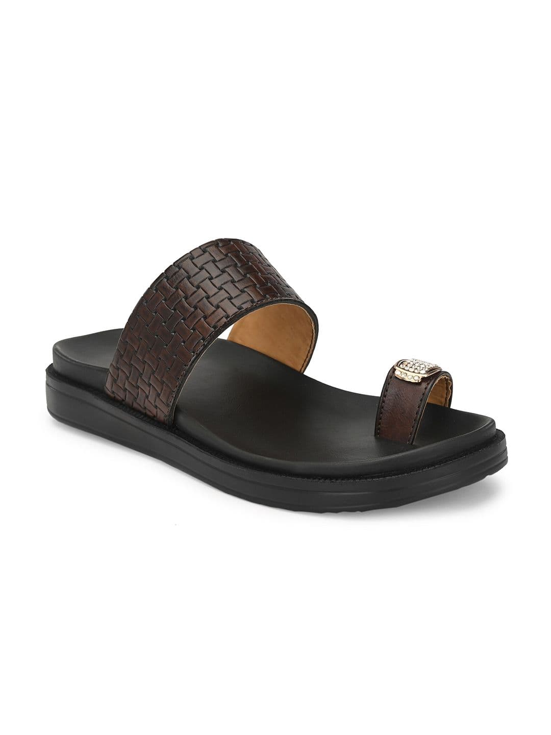 Eego Italy Men Brown & Black Comfort Sandals - view 1