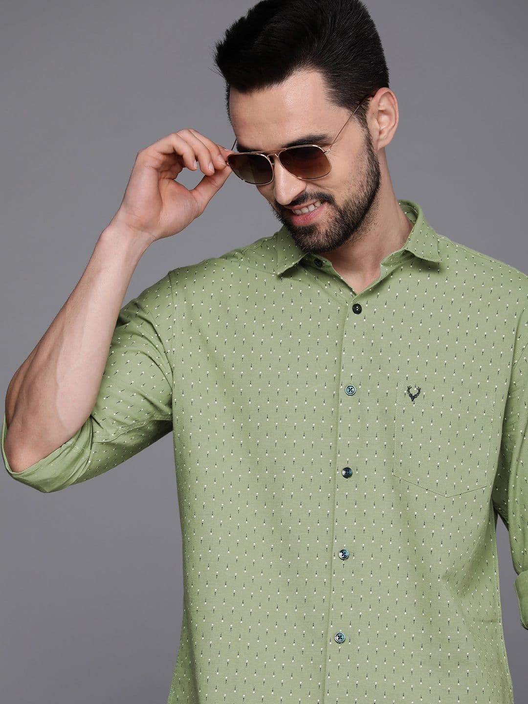 Allen Solly Men Green Sport Fit Printed Casual Shirt - view 1