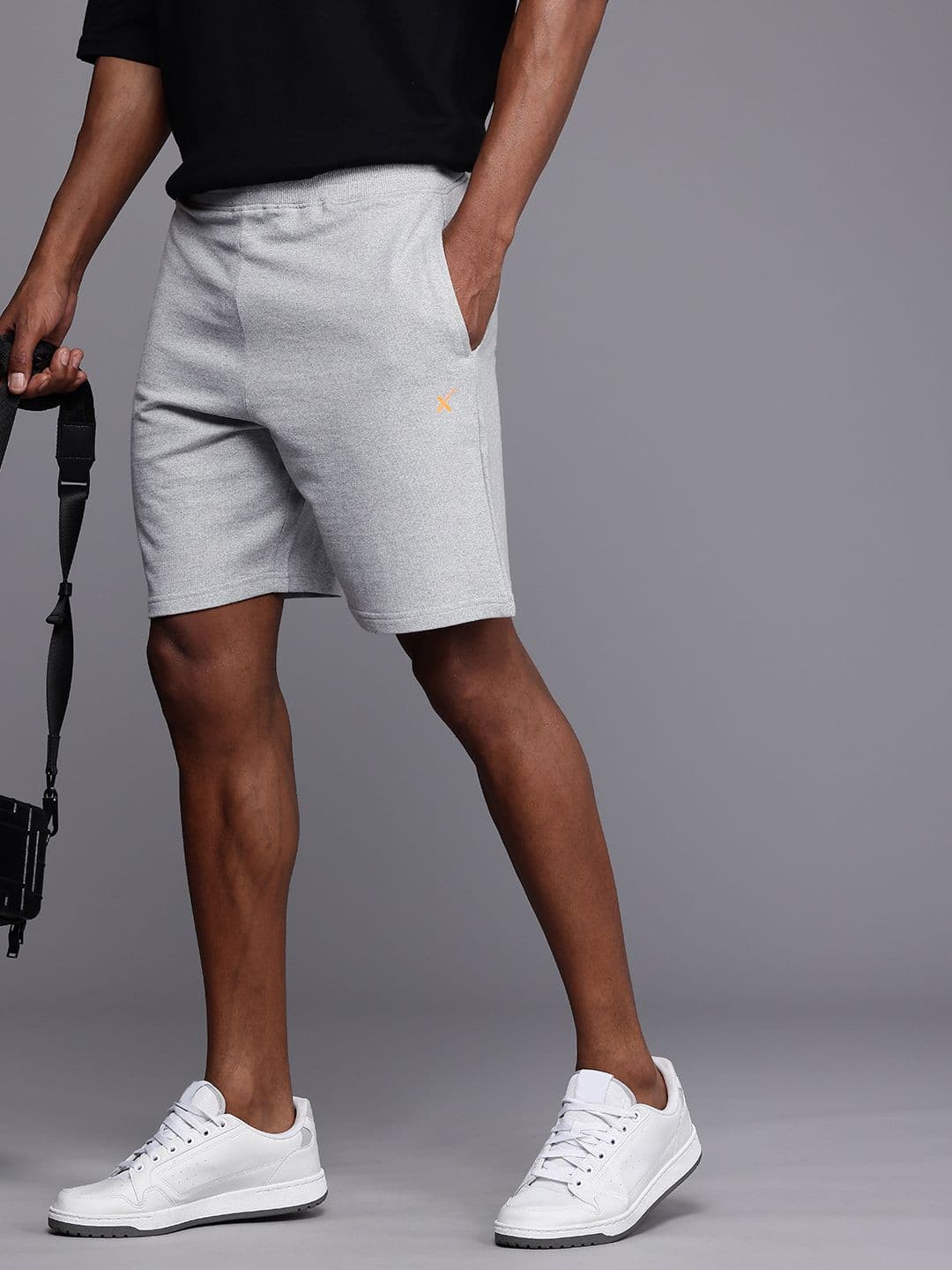 HRX by Hrithik Roshan Men Grey Melange Solid Shorts