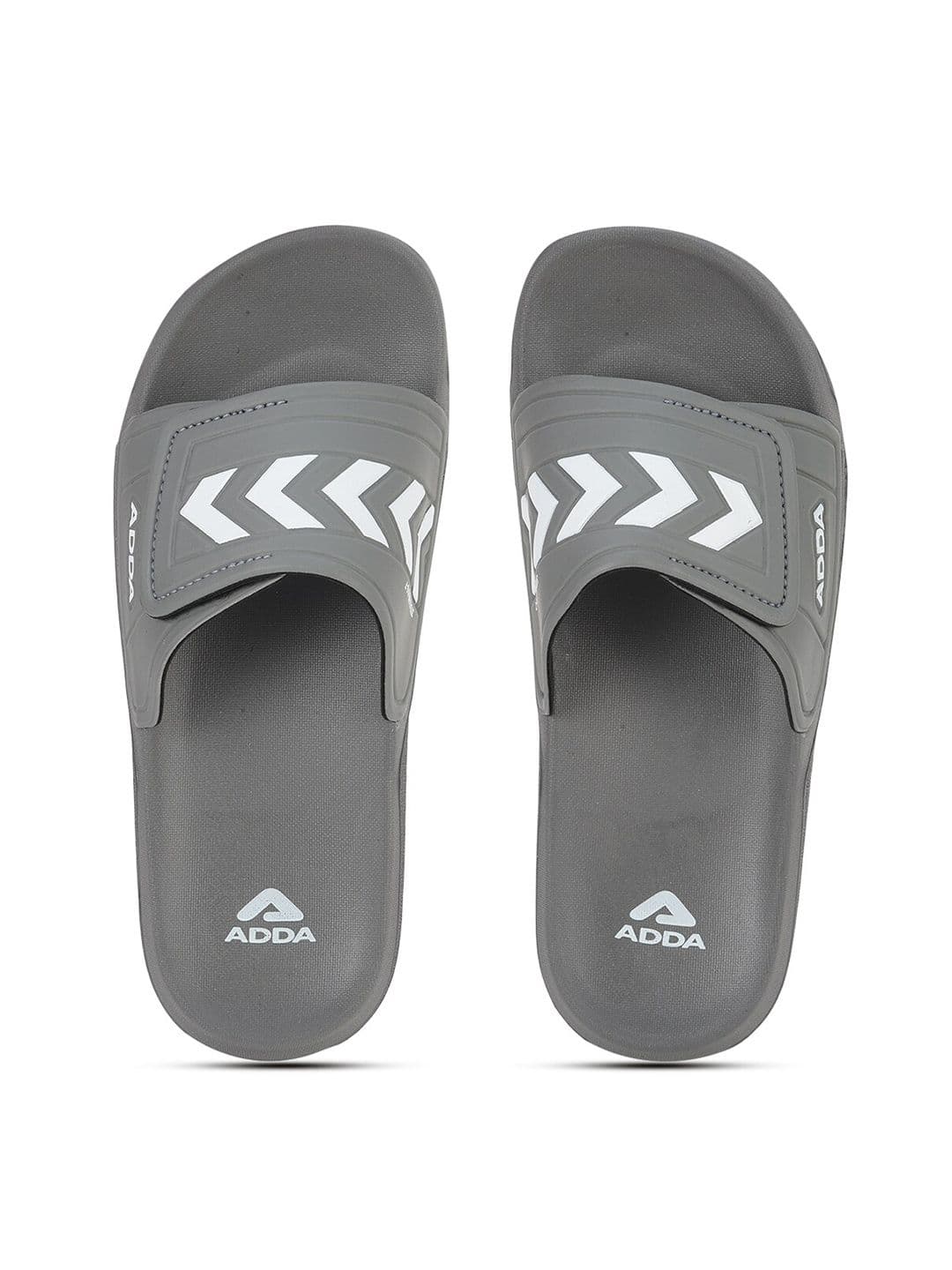 Adda Men Grey & White Rubber Sliders - view 1