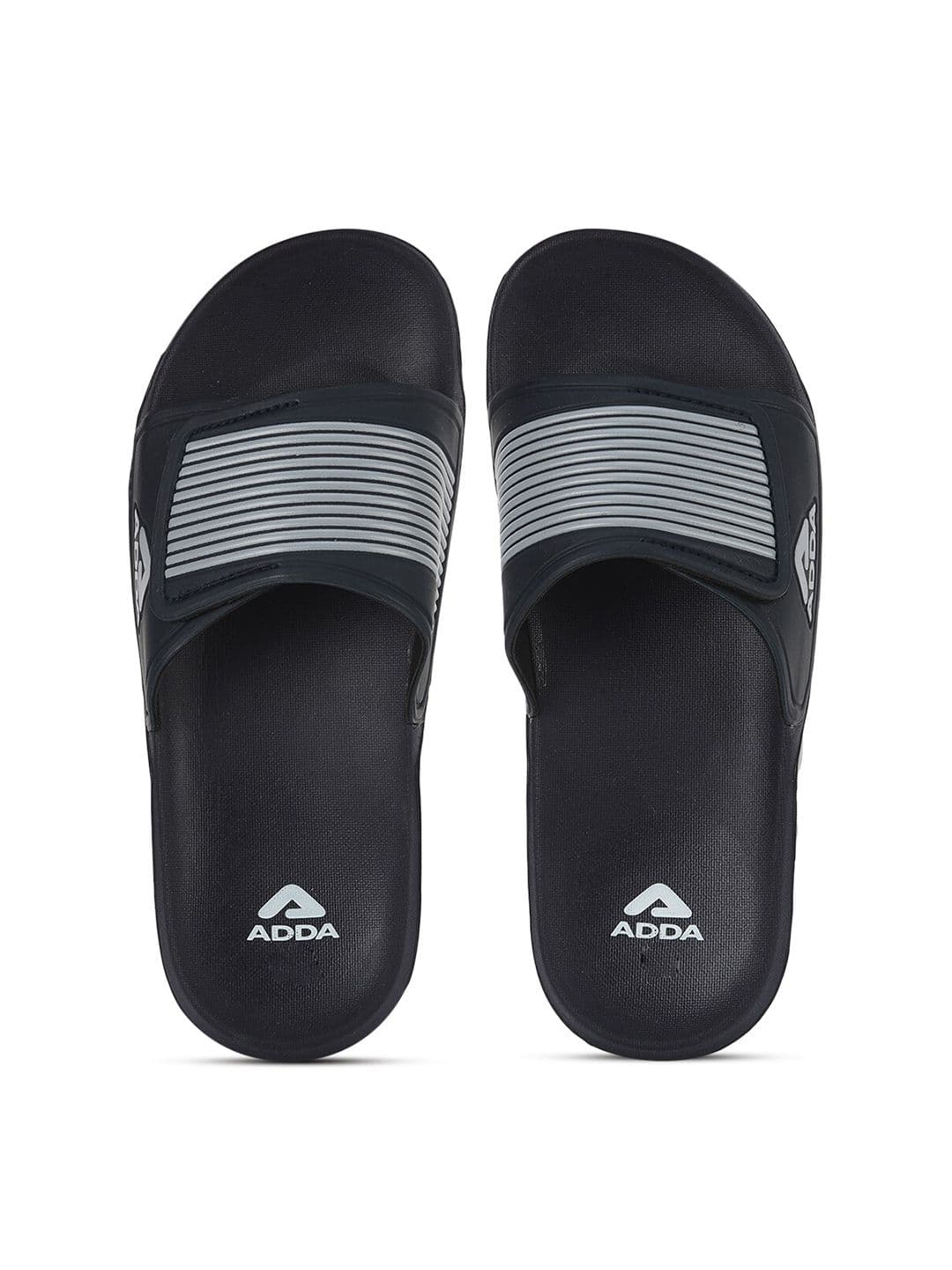 Adda Men Navy Blue & White Striped Rubber Sliders - view 1
