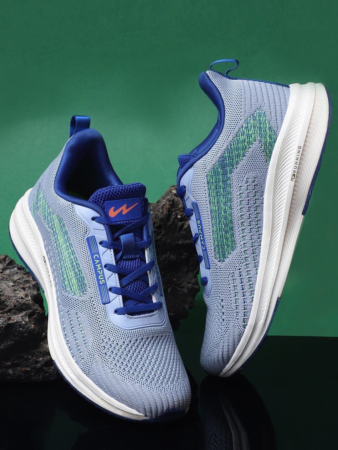 Campus Men CAMP AXEL Grey & Blue Mesh Running Shoes - view 1