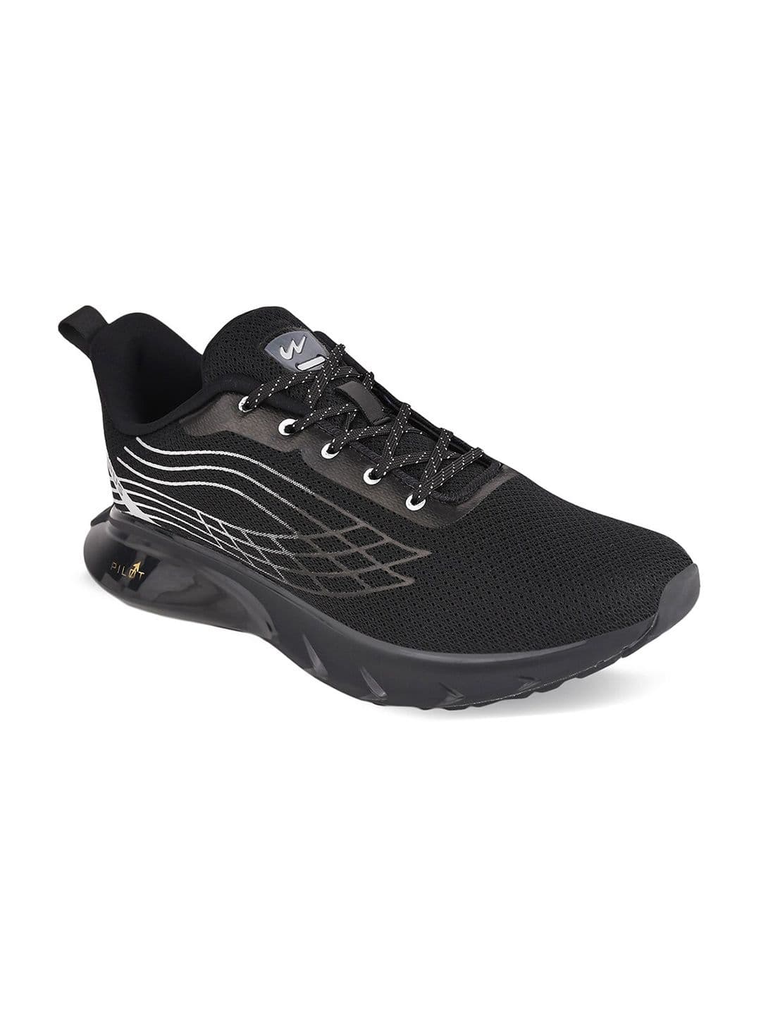 Campus Men KIZER Black Mesh Running Shoes - view 1