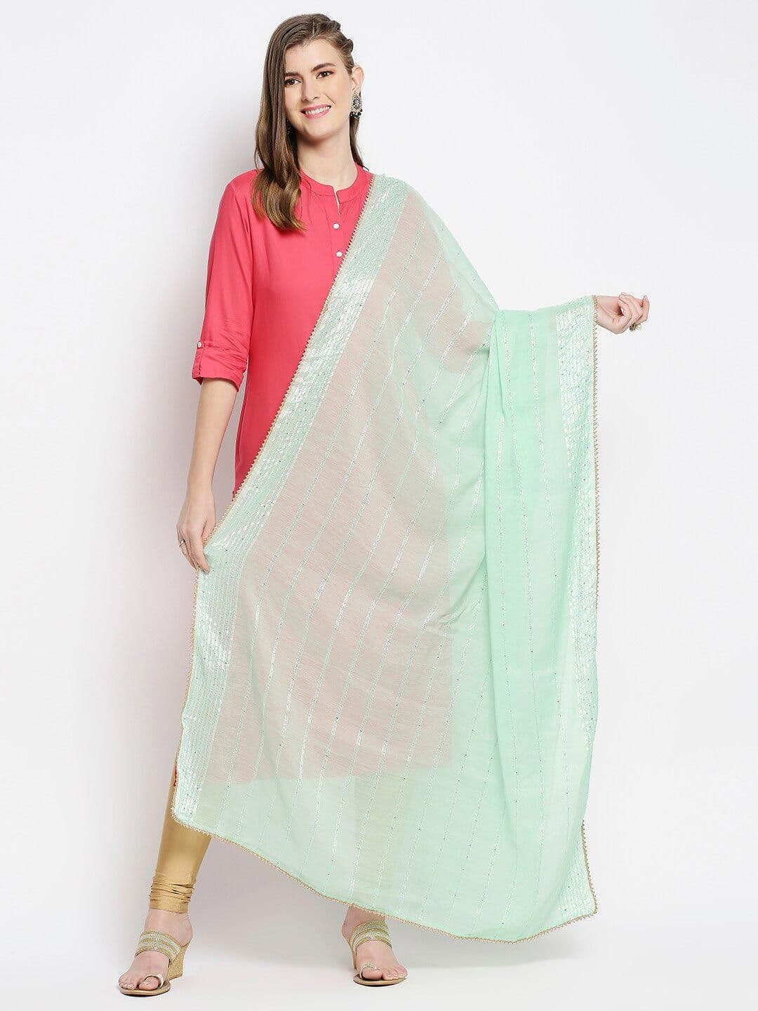 Dupatta Bazaar Sea Green Embroidered Dupatta - view 1
