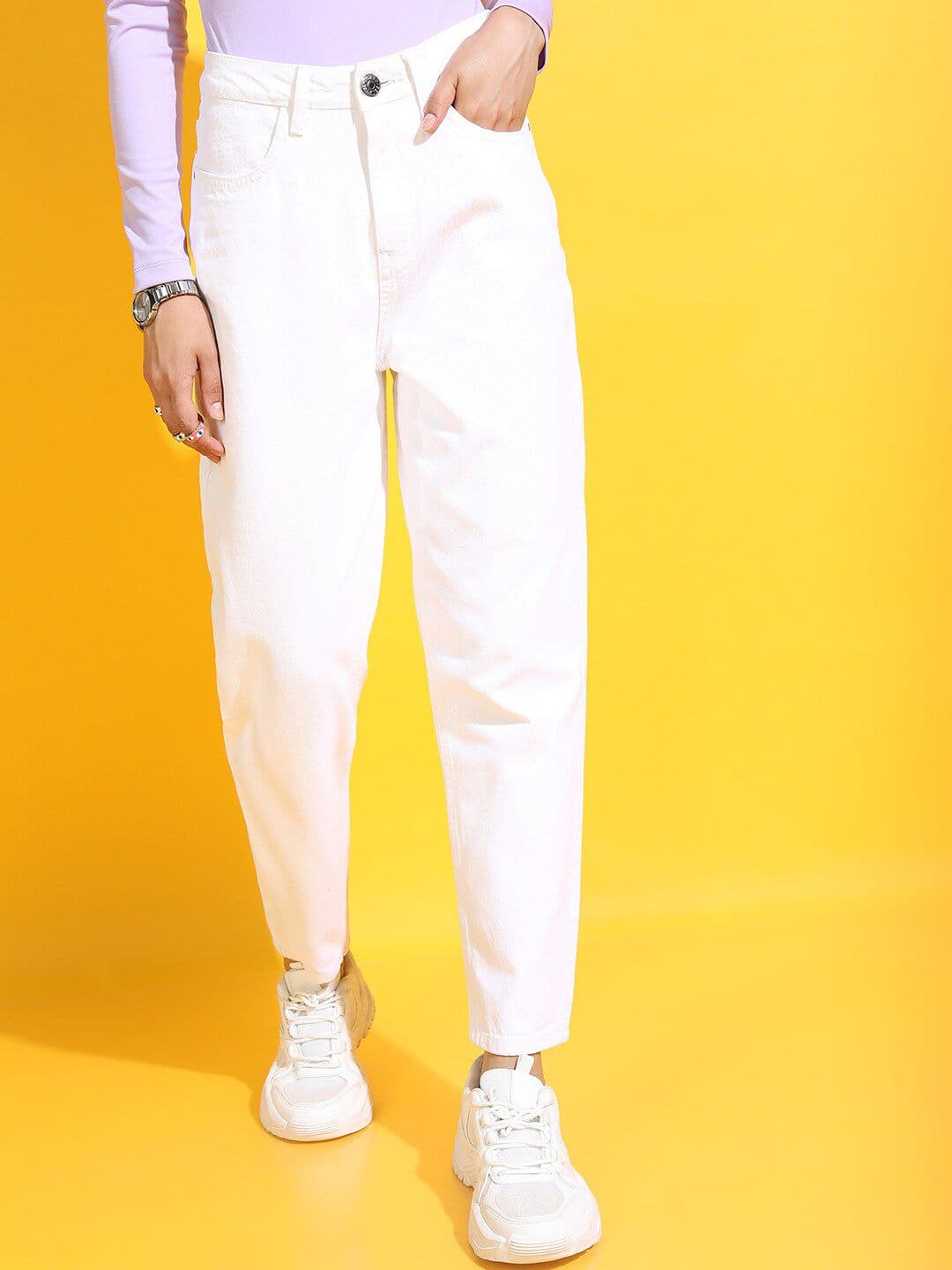 Tokyo Talkies Women Classic White Slim Fit Cropped Jeans - view 1