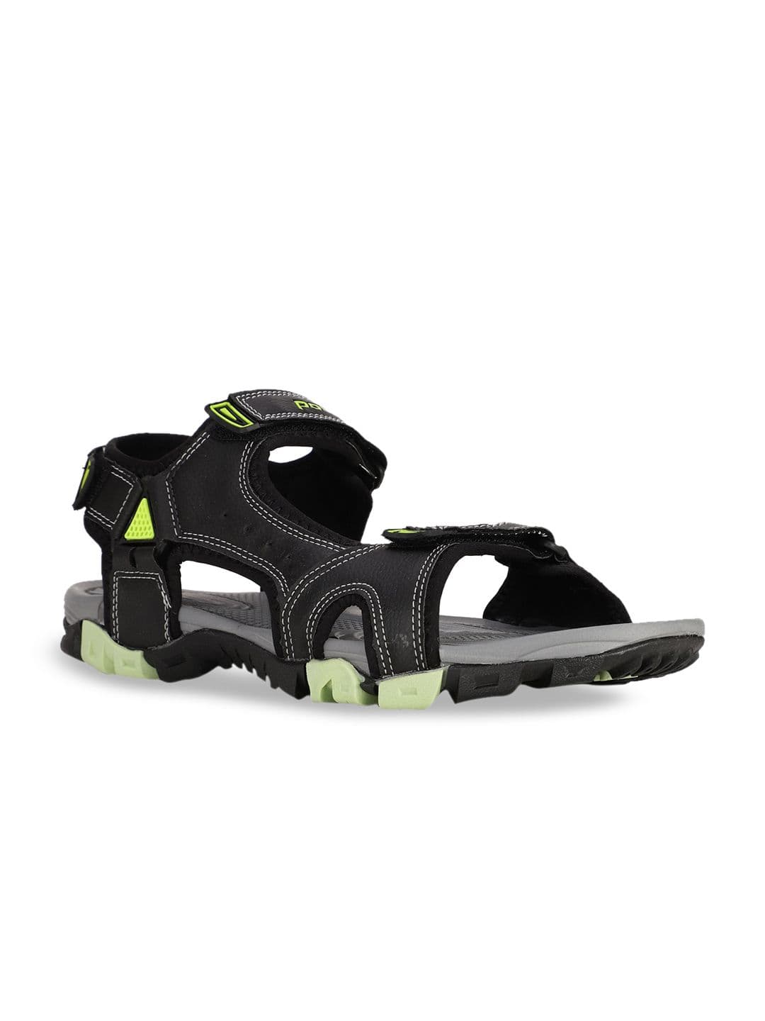 Power Men Black & Green Solid Sports Sandals - view 1