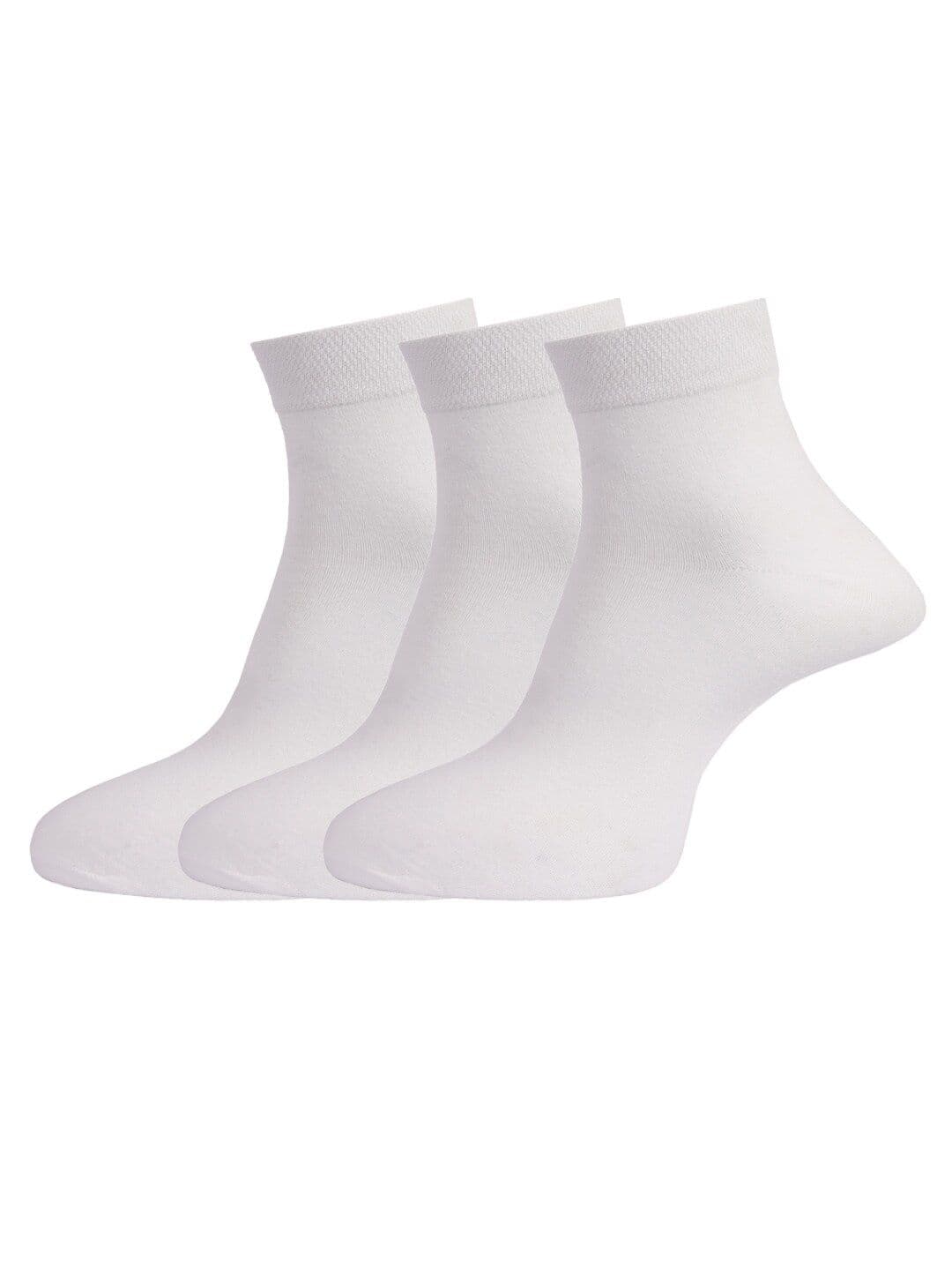 Dollar Socks Men Pack Of 3 White Solid Cotton Above Ankle-Length Socks - view 1