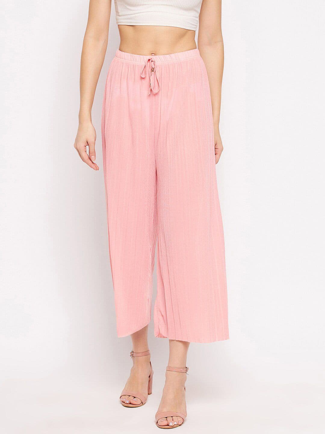 Camey Women Pink Flared Knitted Palazzos - view 1