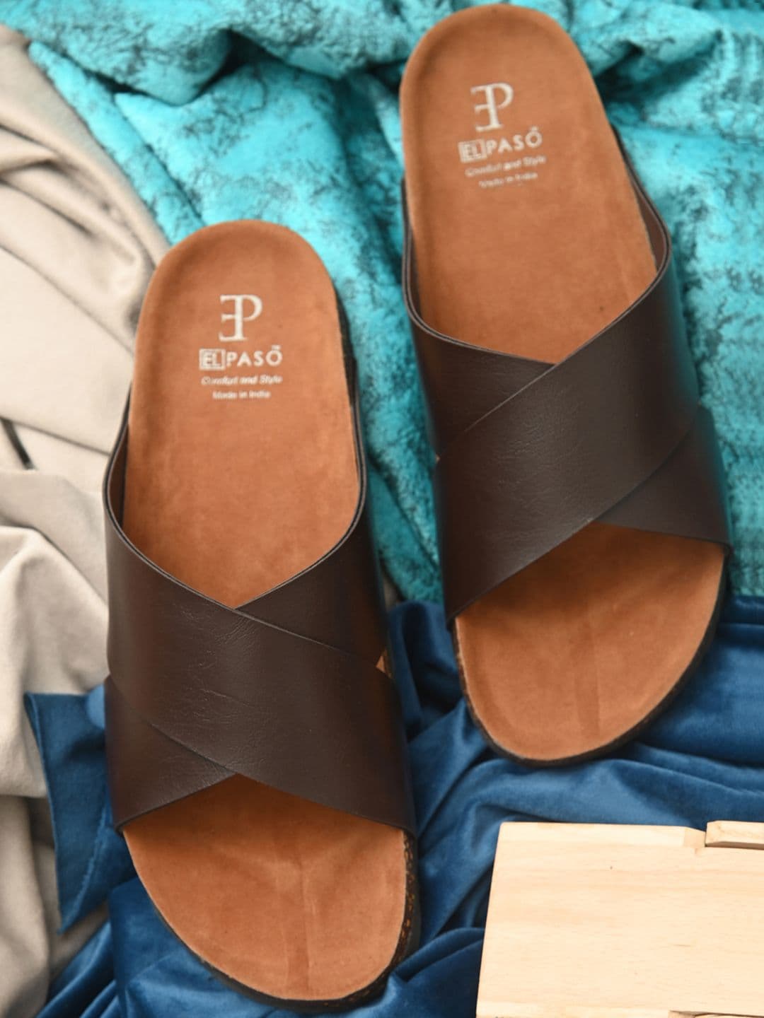 El Paso Men Brown Comfort Sandals - view 1