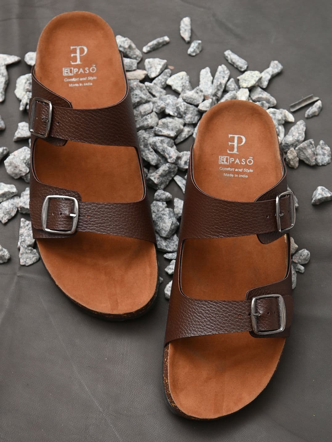 El Paso Men Brown Comfort Sandals - view 1