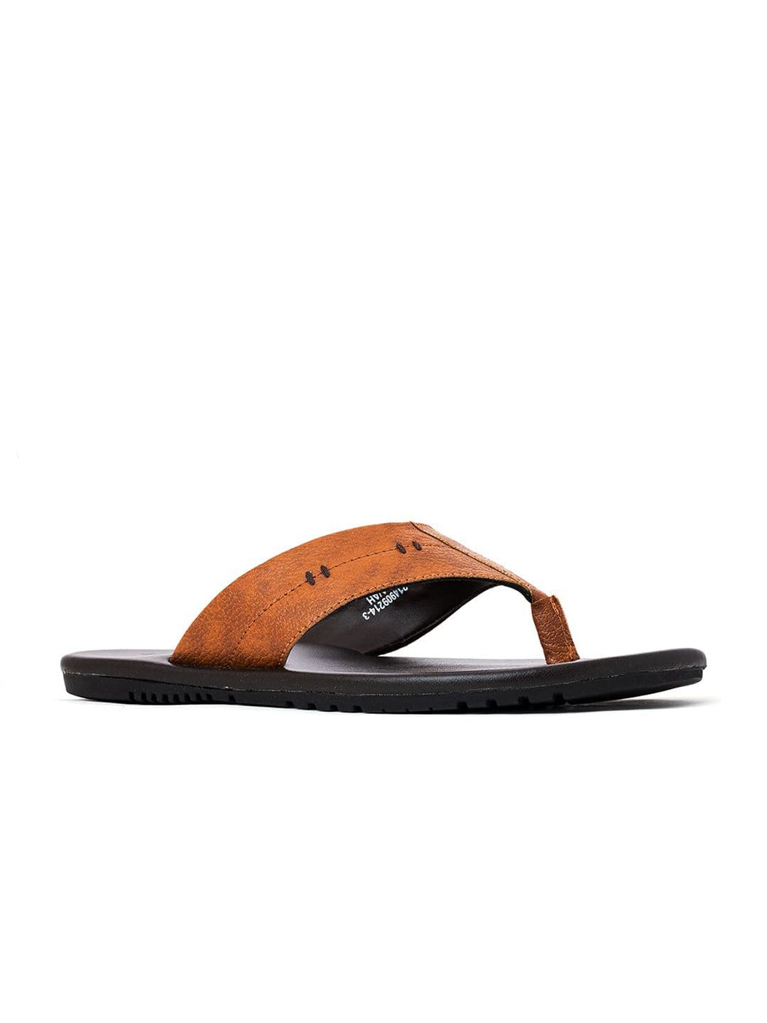 Khadims Men Tan Brown & Black Solid Thong Flip-Flops - view 1