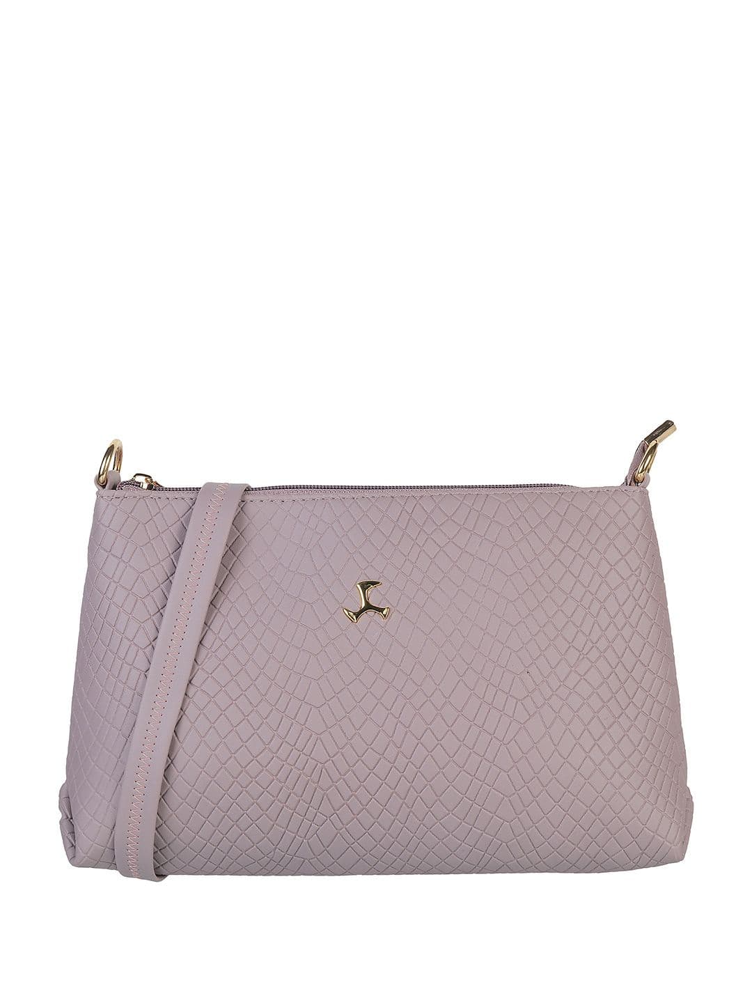 Mochi Purple Textured PU Structured Sling Bag with Quilted - view 1