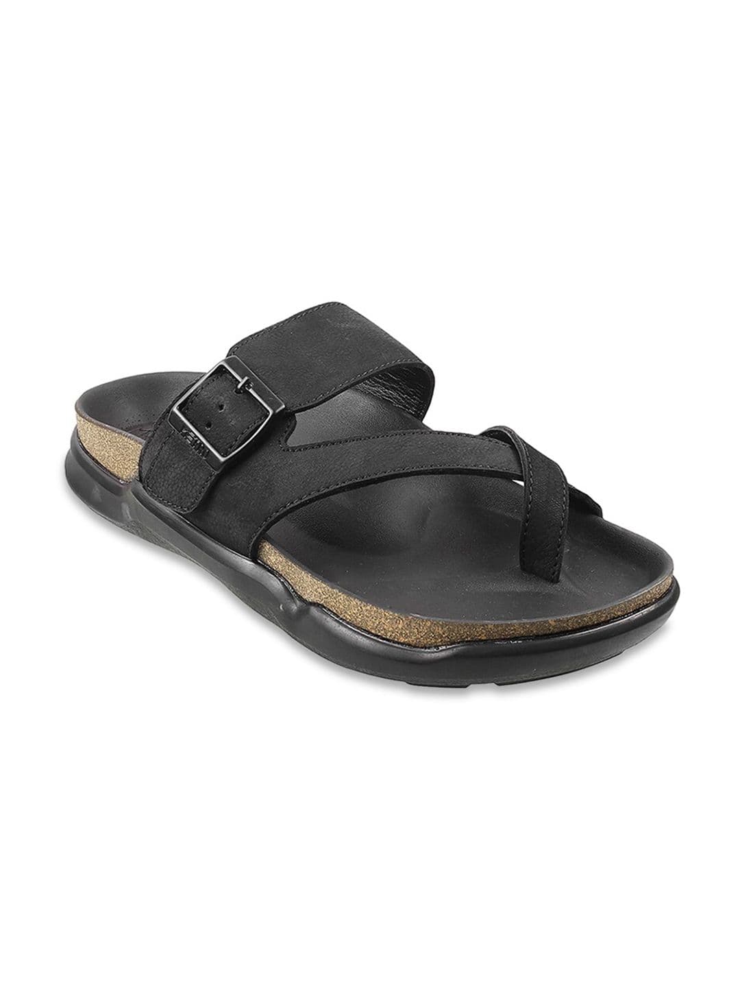 Metro Men Black & Beige Suede Comfort Sandals - view 1
