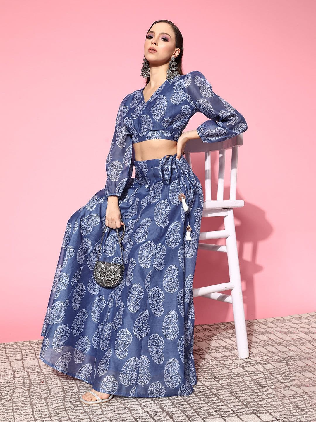 Shae by SASSAFRAS Blue Printed Ready to Wear Lehenga Choli - view 1