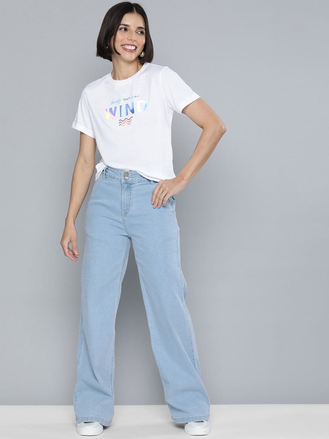Mast & Harbour Women Blue Wide Leg High-Rise Stretchable Casual Jeans - view 1