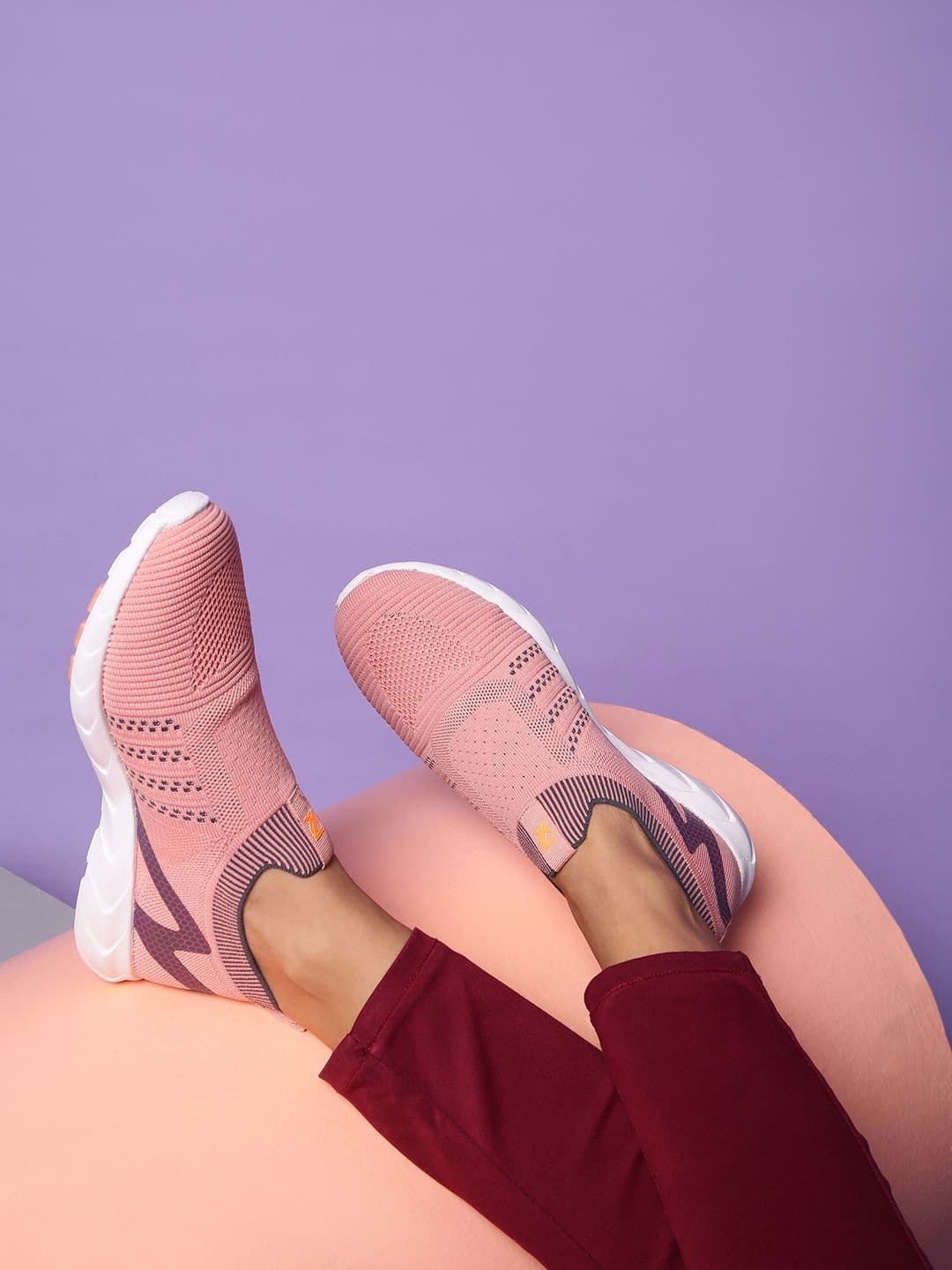 Liberty Women Peach-Coloured Mesh Walking Non-Marking Shoes - view 1
