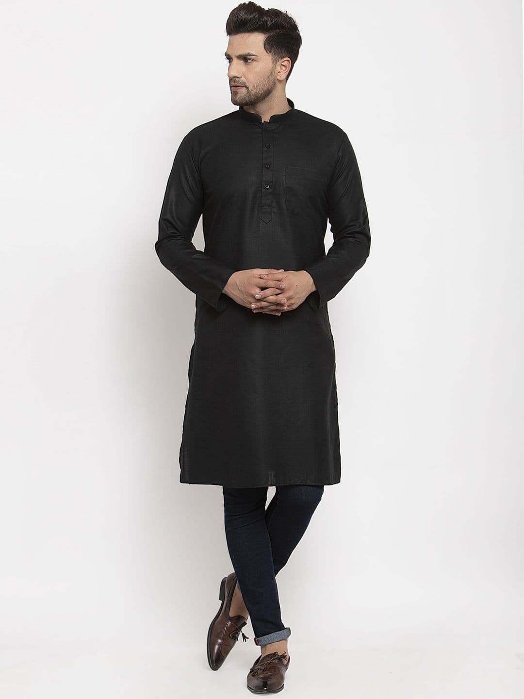 KRAFT INDIA Men Black Mandarin Collar Kurta - view 1