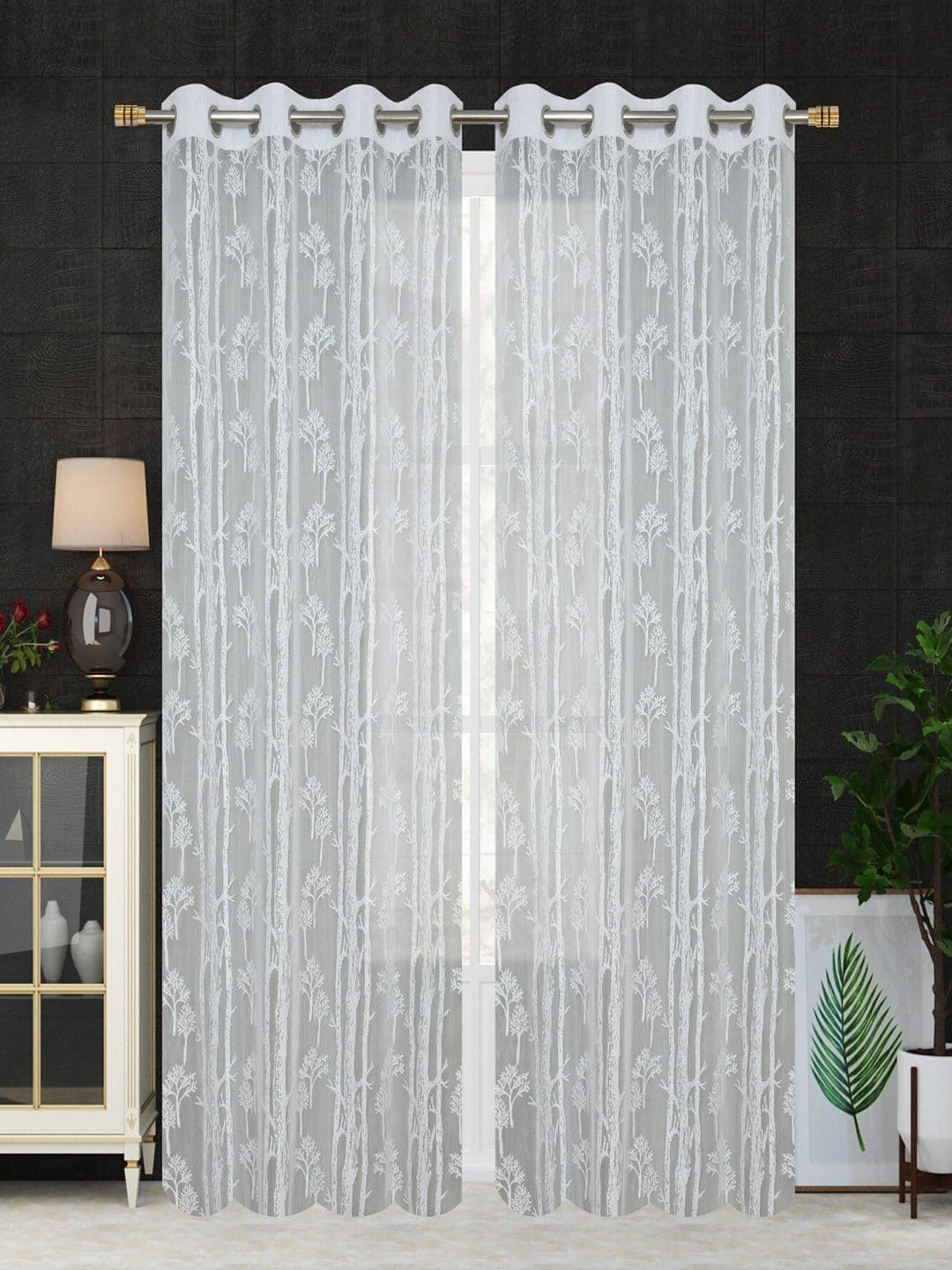 Homefab India Unisex White Curtains and Sheers - view 1