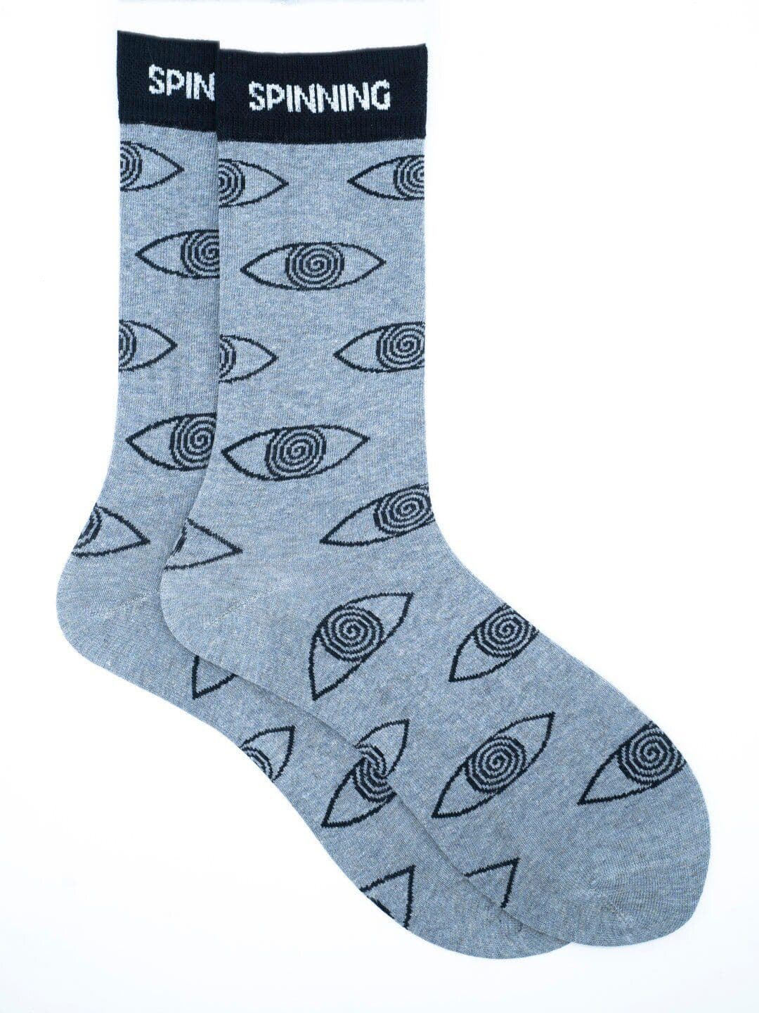 Soxytoes Men Grey & Black Patterned Calf Length Cotton Socks - view 1