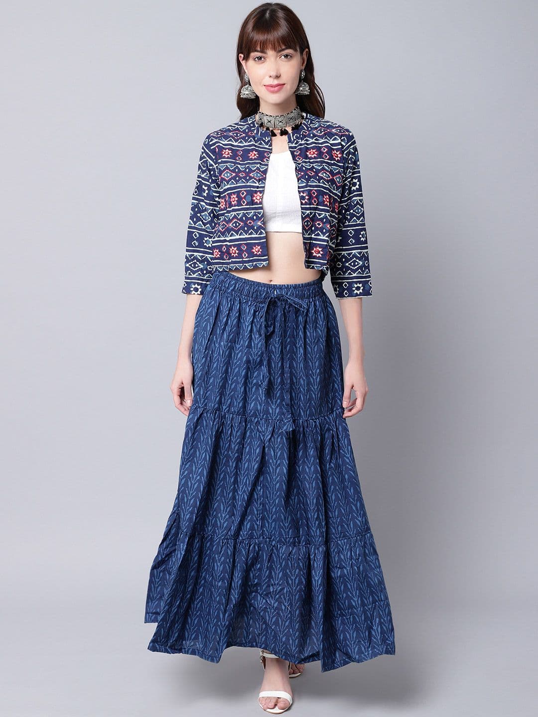 TAG 7 Women Blue Indigo printed Cotton Skirts - view 1