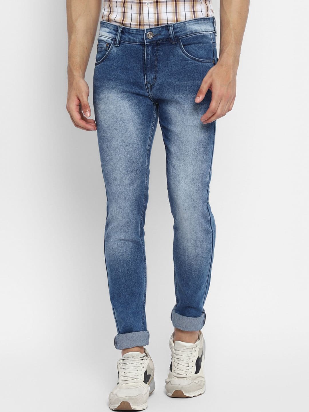 Routeen Men Blue Slim Fit Heavy Fade Stretchable Jeans - view 1