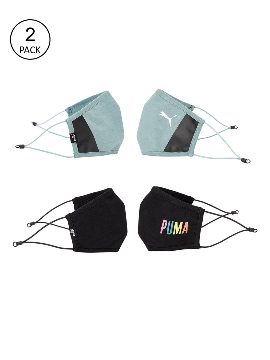 Puma Pack of 2 Black & Pastel Blue Reusable Face Mask - view 1
