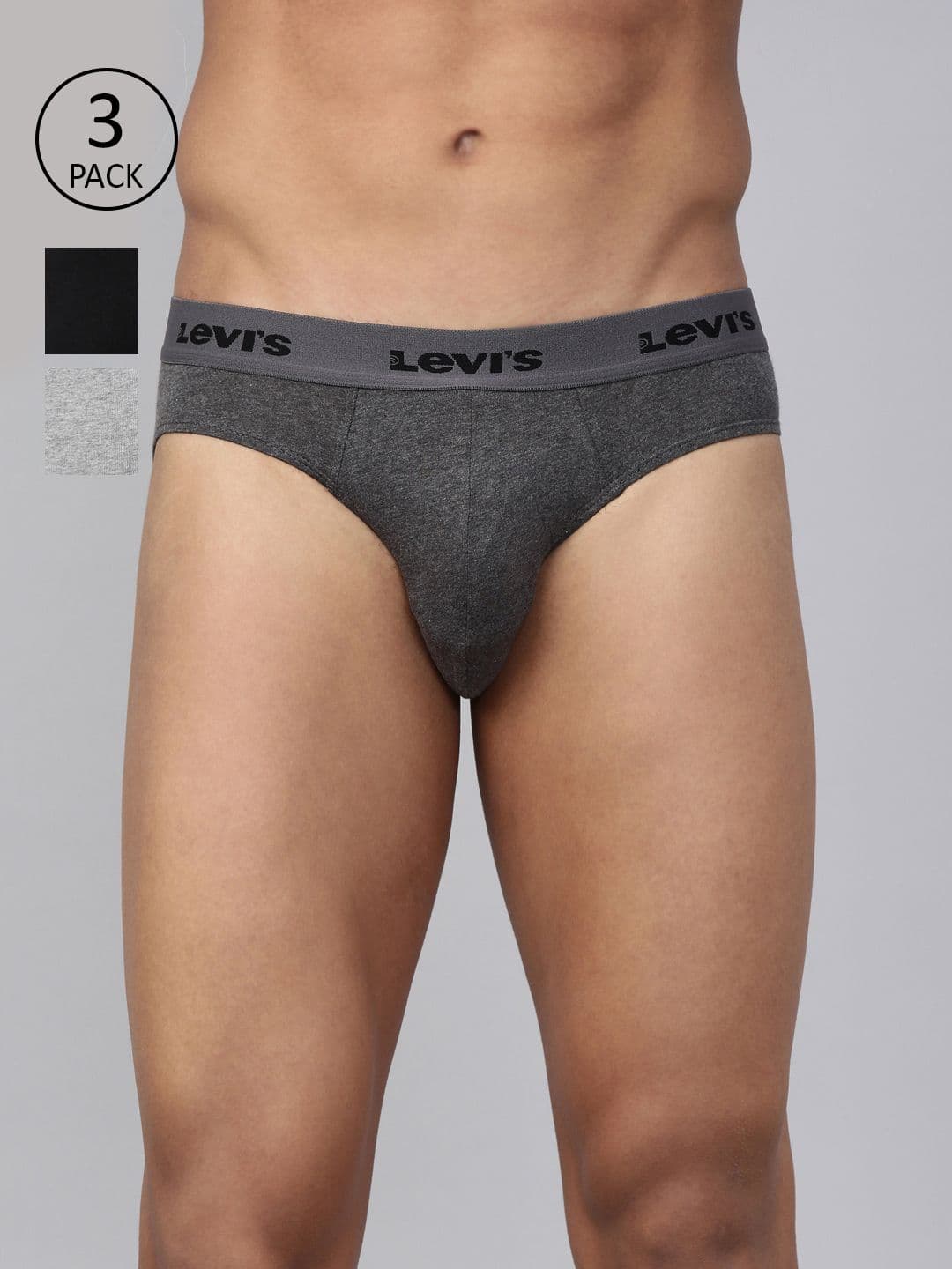 Levis Men Pack of 3 Solid Cotton Ultrasoft Waistband Brief with Smartskin Technology - view 1