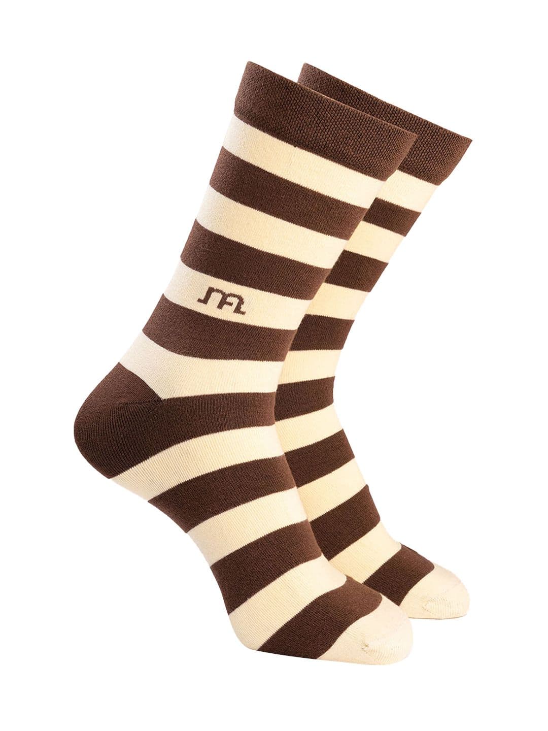 Man Arden Men Brown & Beige Striped Calf-Length Socks - view 1