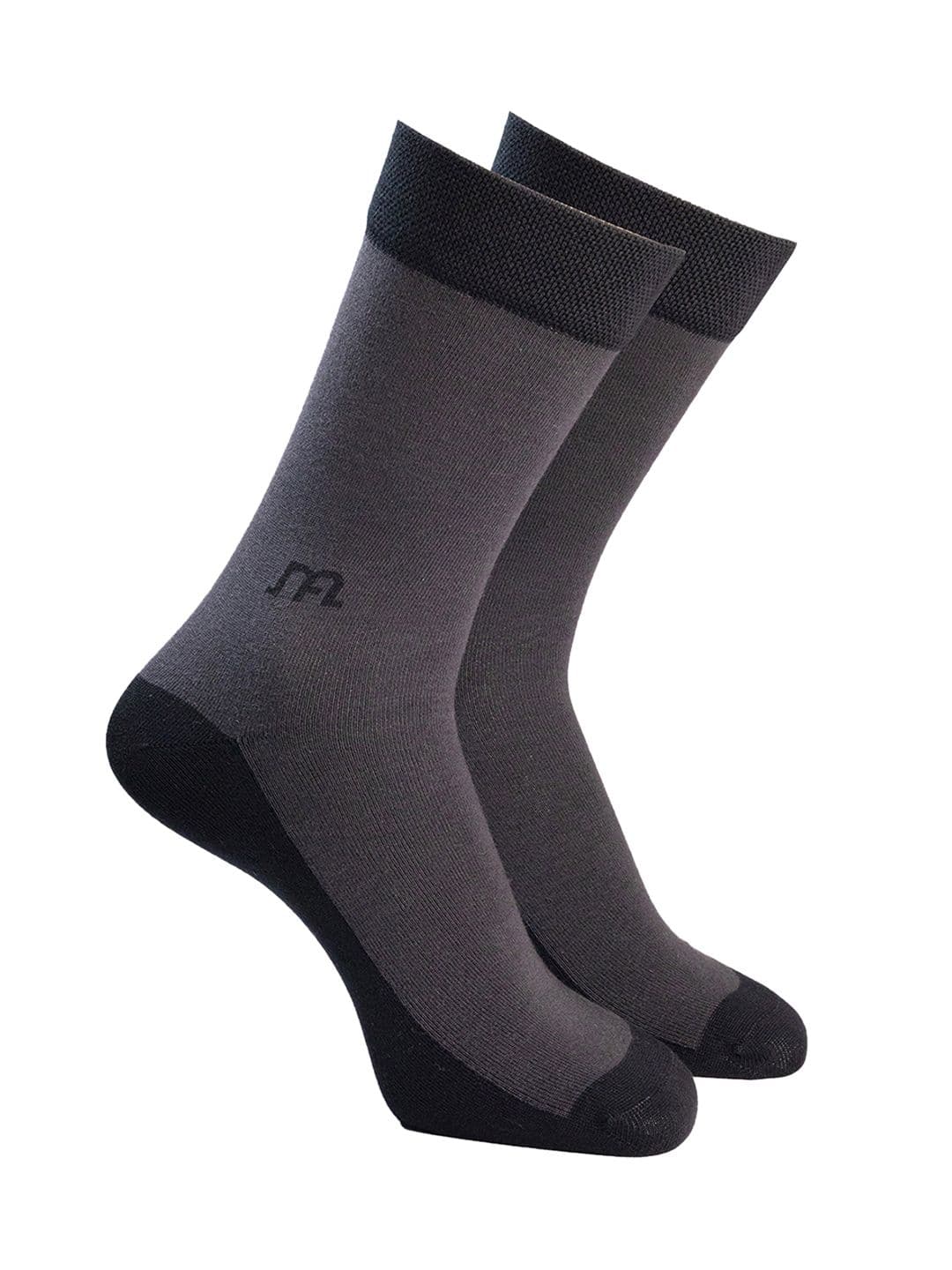 Man Arden Men Grey & Black Patterned Calf Length Cotton Socks - view 1