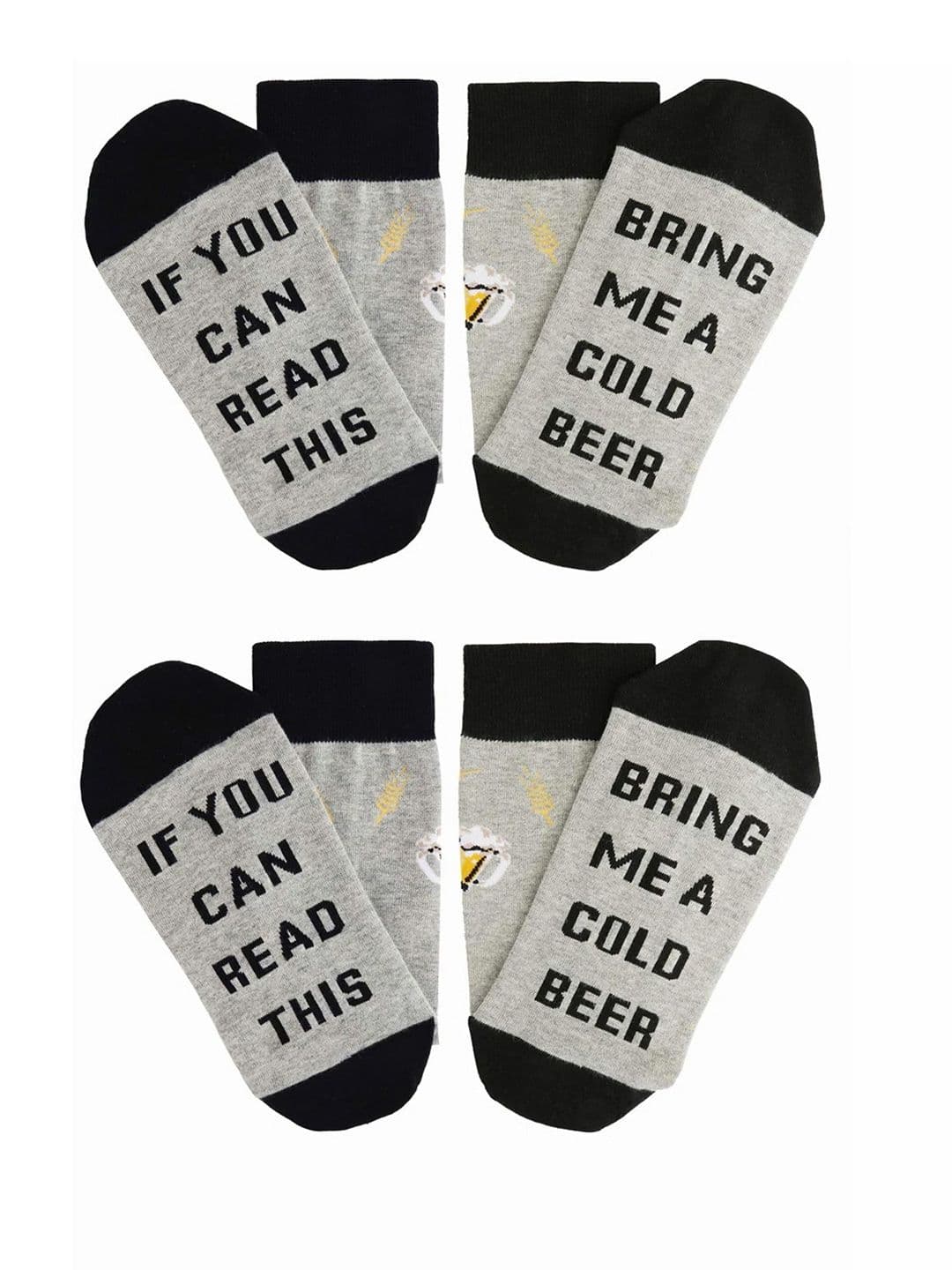 EL REGALO Pack of 2 Grey & Black Patterned Calf Length Socks - view 1