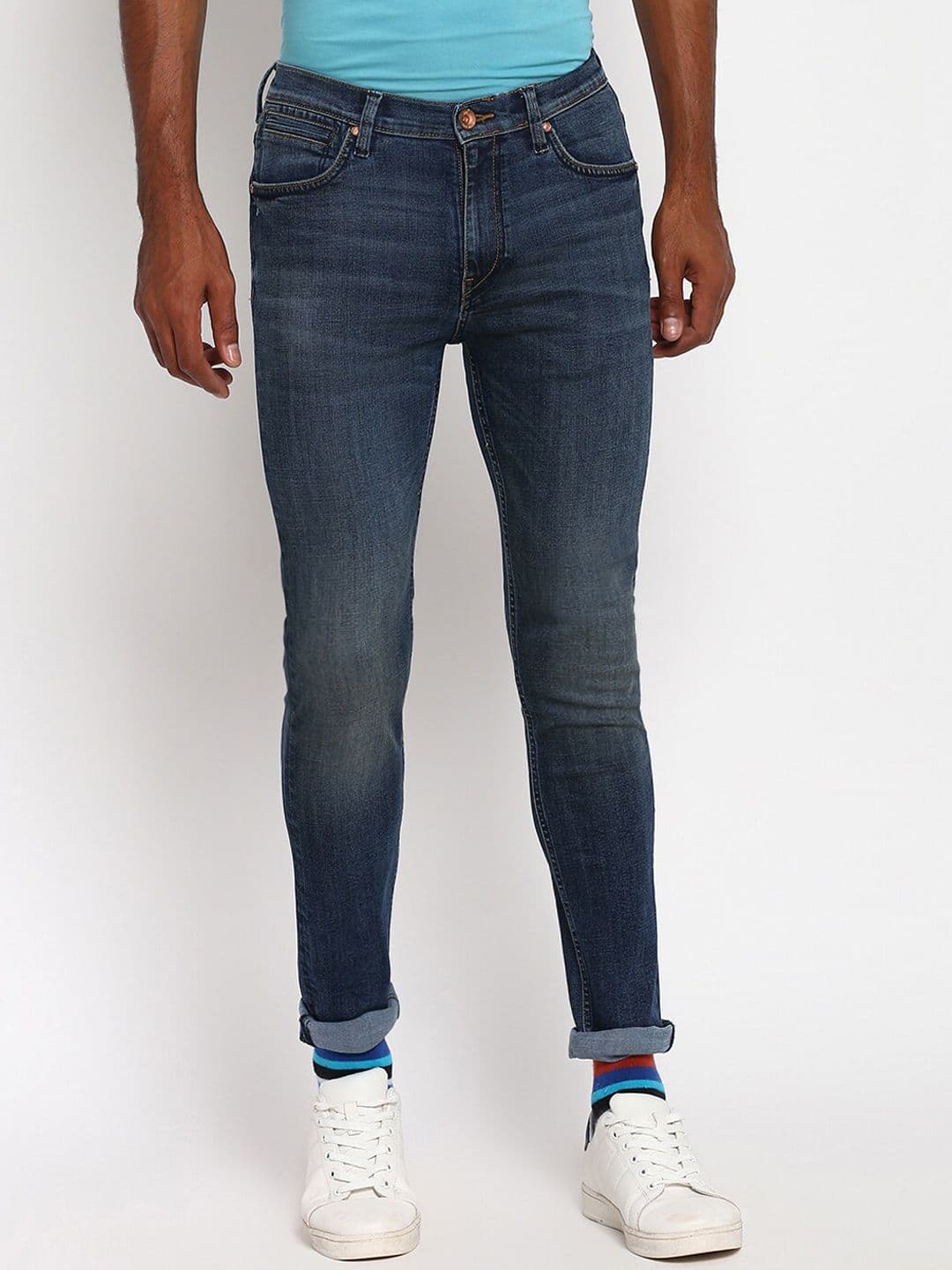 Lee Men Blue Bruce Skinny Fit Light Fade Jeans - view 1