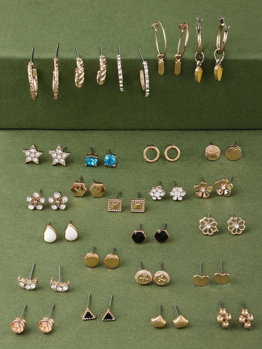 Zaveri Pearls Set of 25 Gold-Toned Contemporary Studs - view 1
